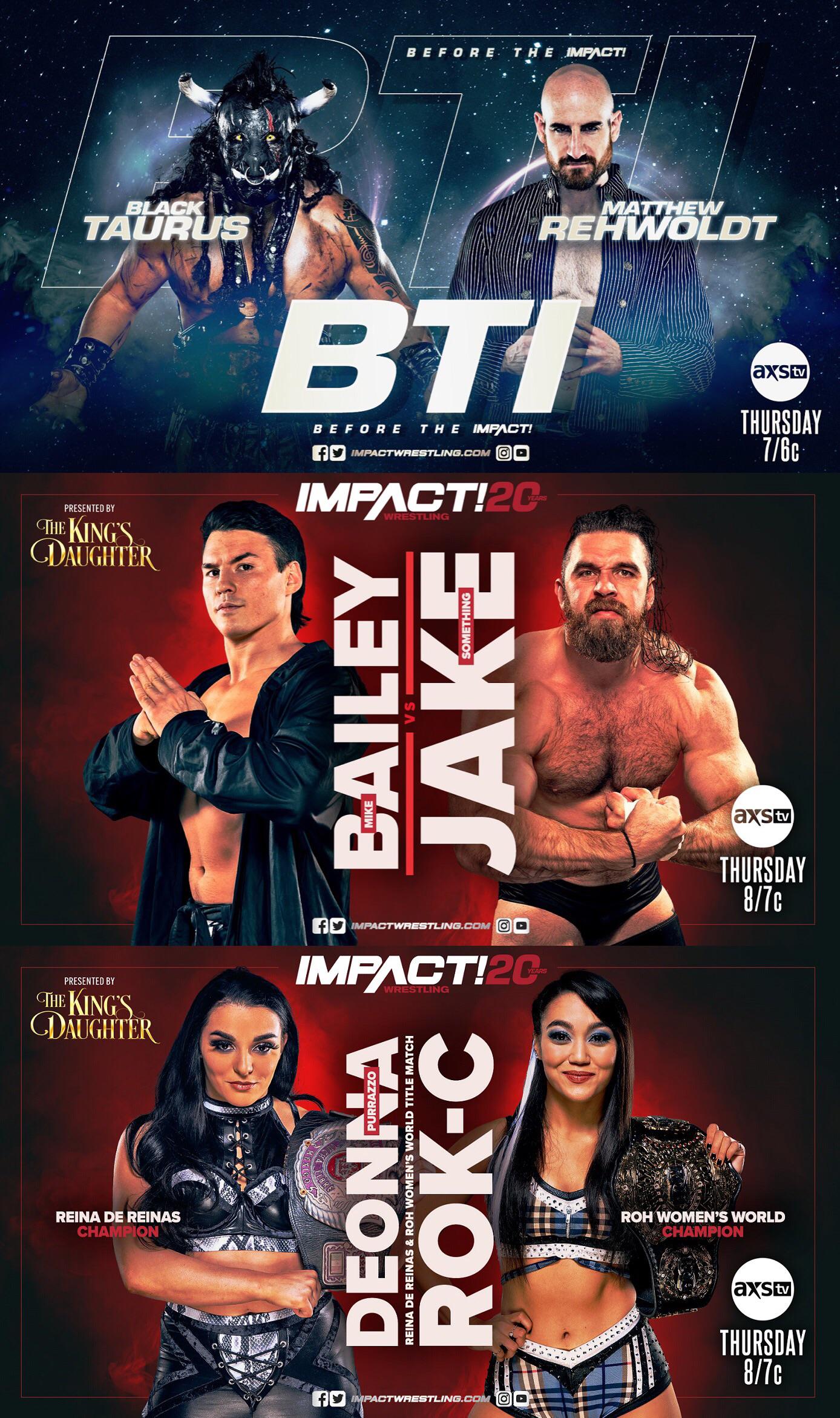 Impact Wrestling tonight. These all the only matches I see announced for tonight. r/SquaredCircle