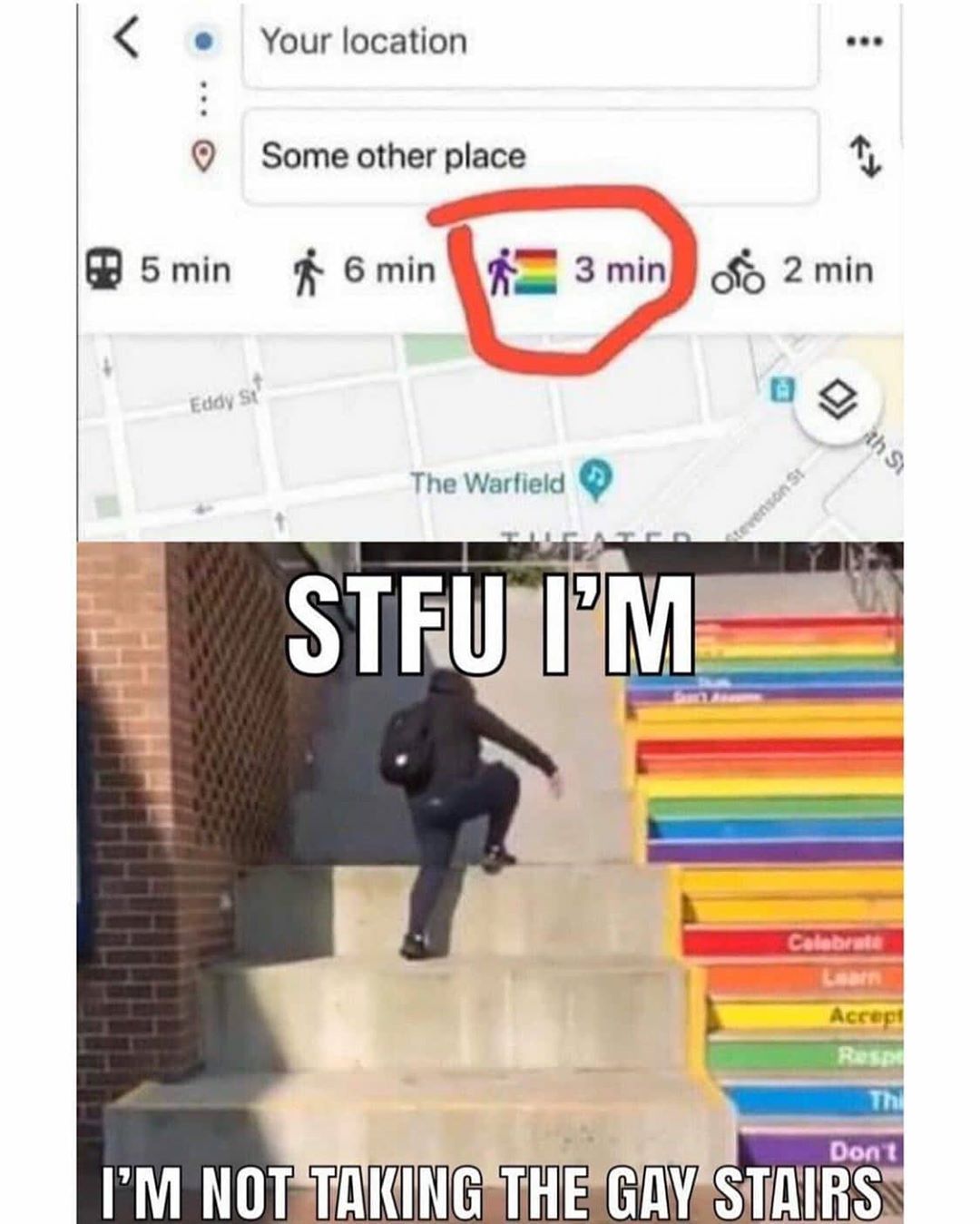What is wrong with the gay stairs? meme