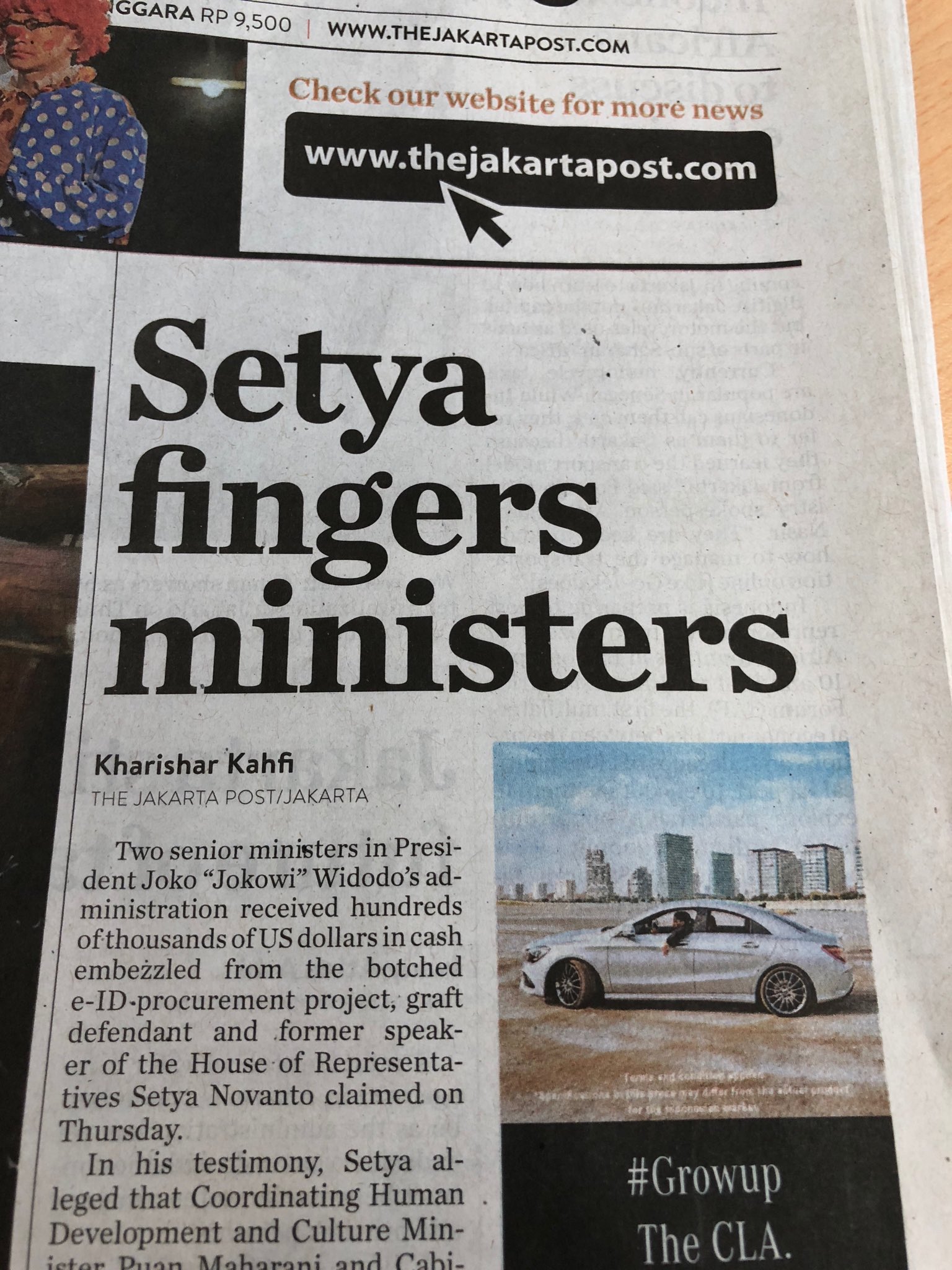 Today's headline from JakPost indonesia