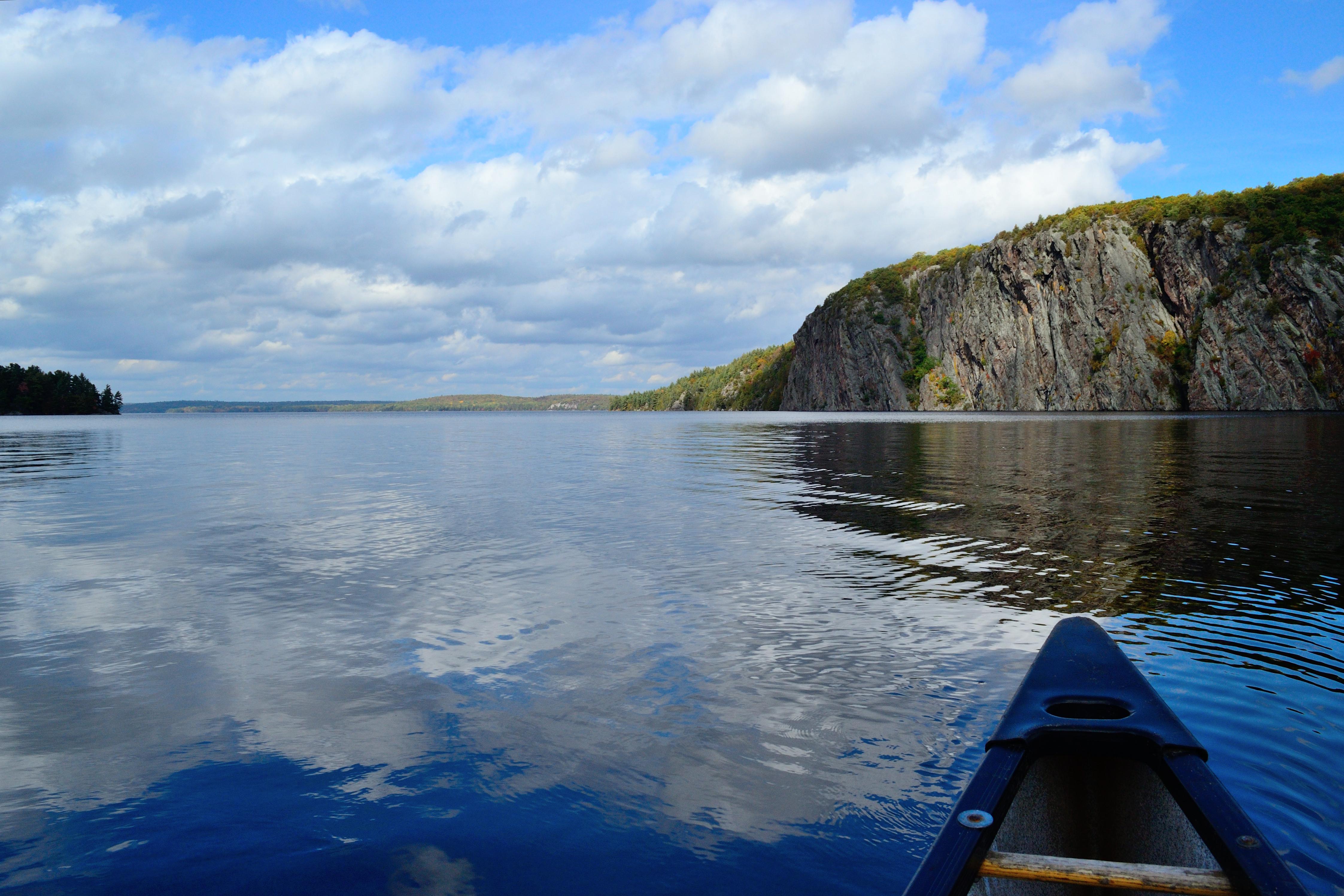 The view from the canoe in Bon Echo Provincial Park, Ontario, Canada