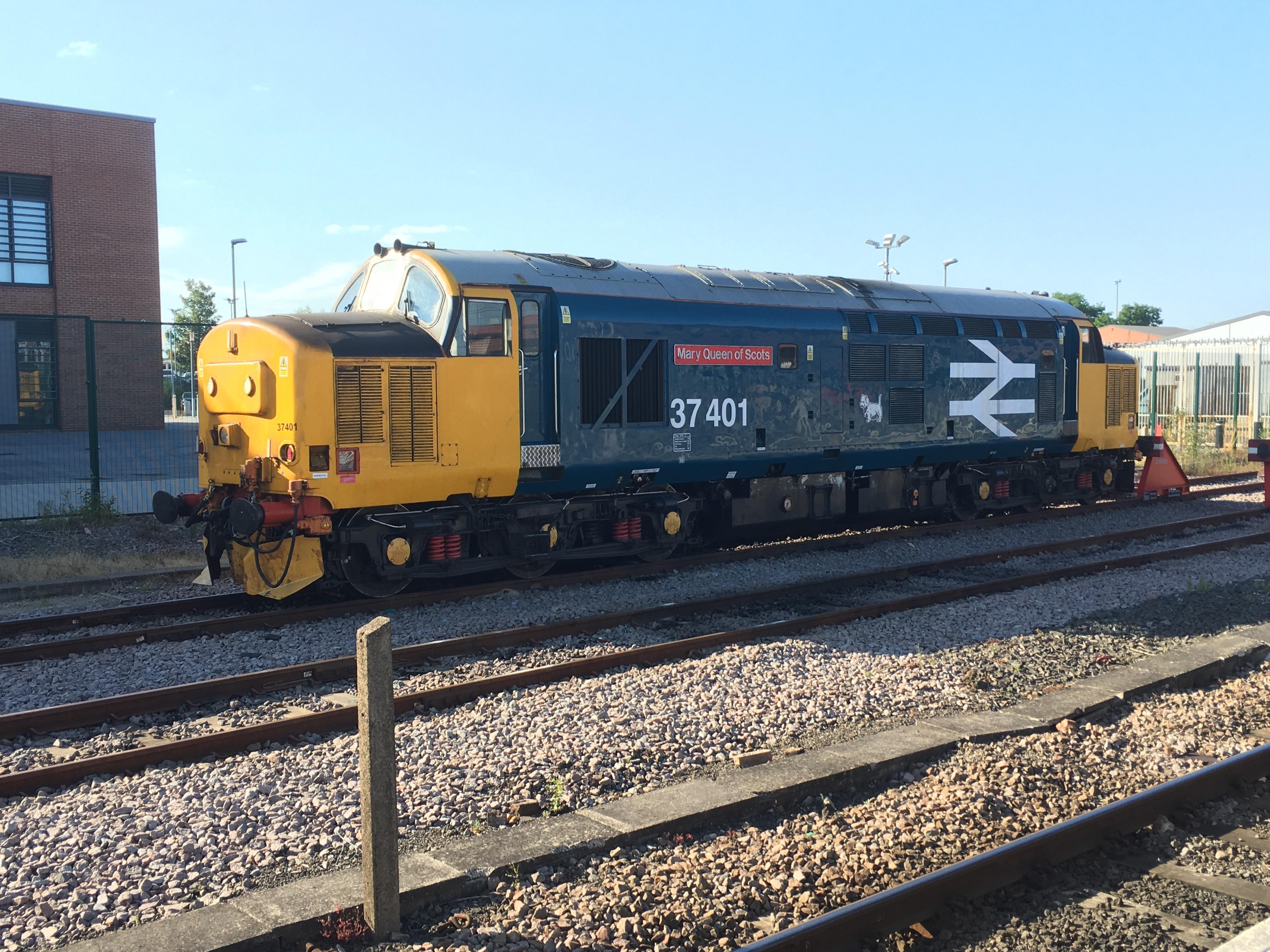 37401 Mary Queen of Scots seen at York 10/7/18 r/trains
