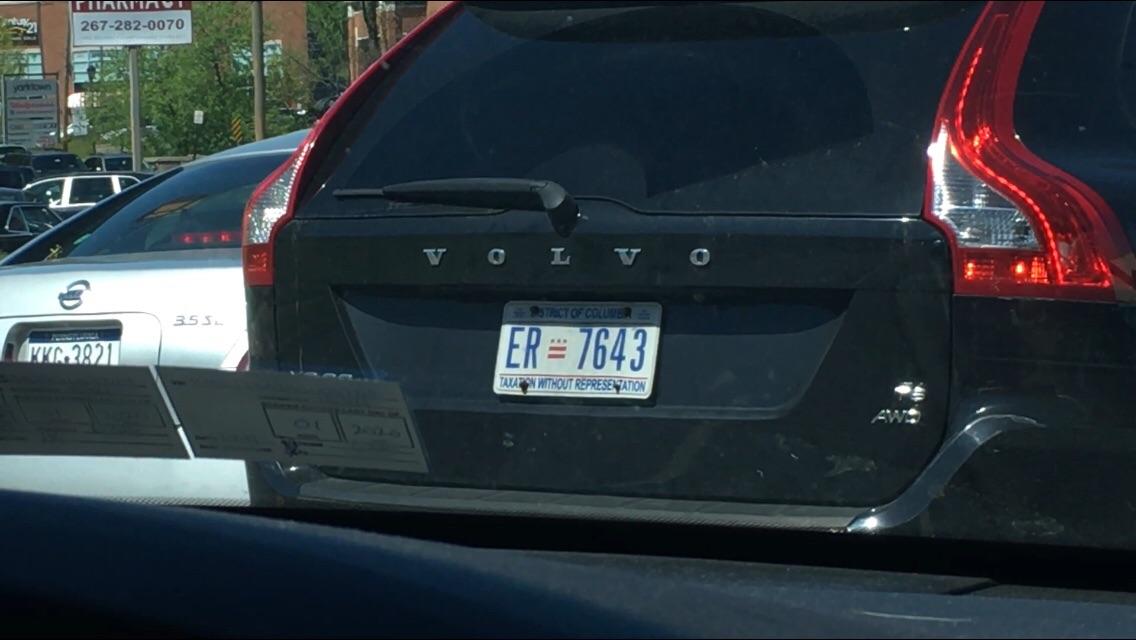 this district of columbia license plate says “taxation without
