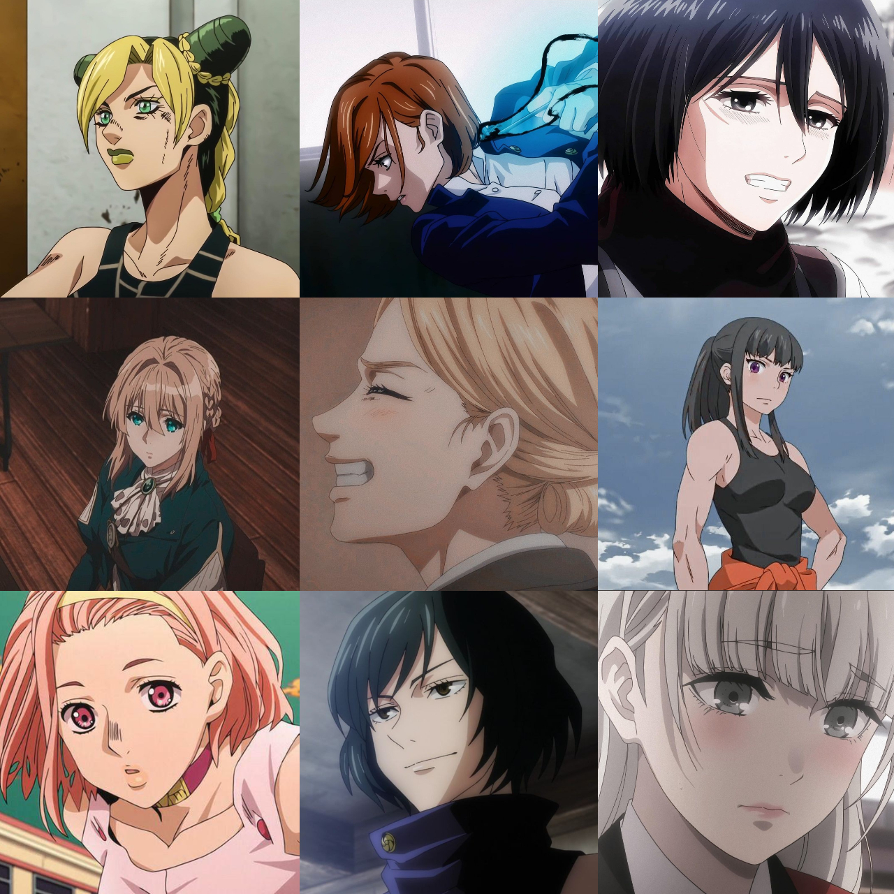 3×3 'Female Anime Characters' MyAnimeList