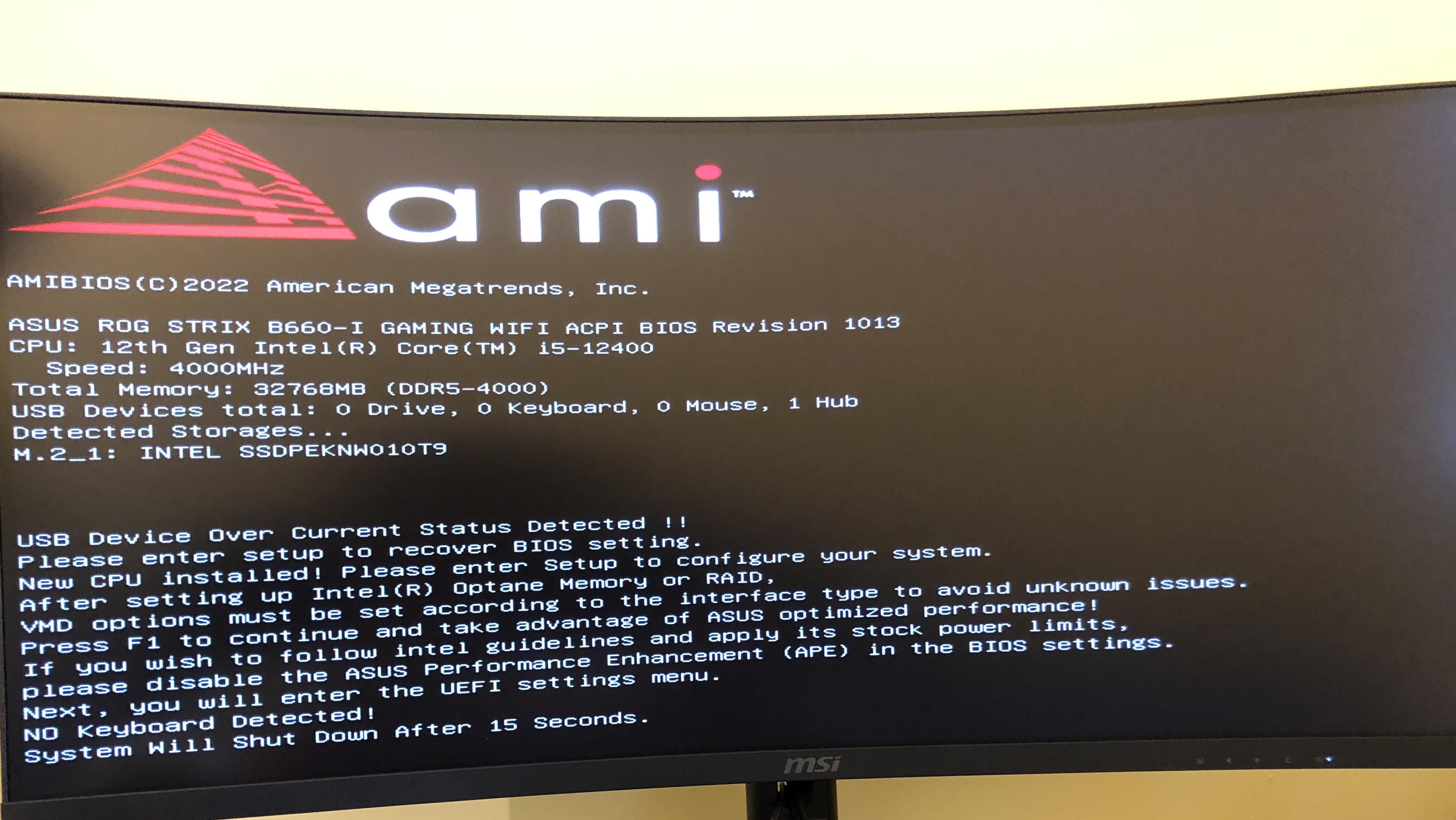 I keep getting this message when I try to boot up my new pc and the pc won’t recognize the