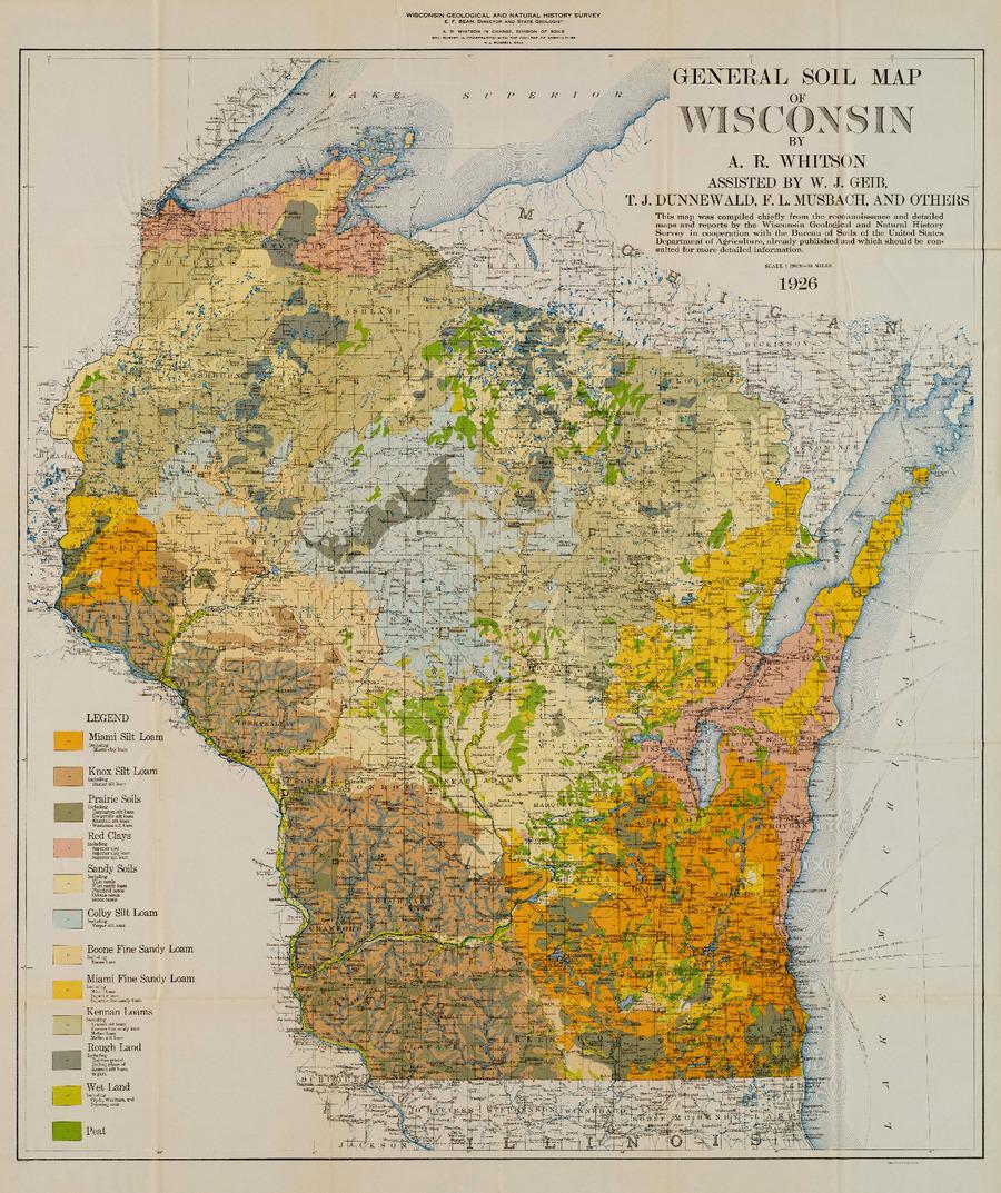 General Soil Map of Wisconsin from 1926 [900 x 1073] MapPorn