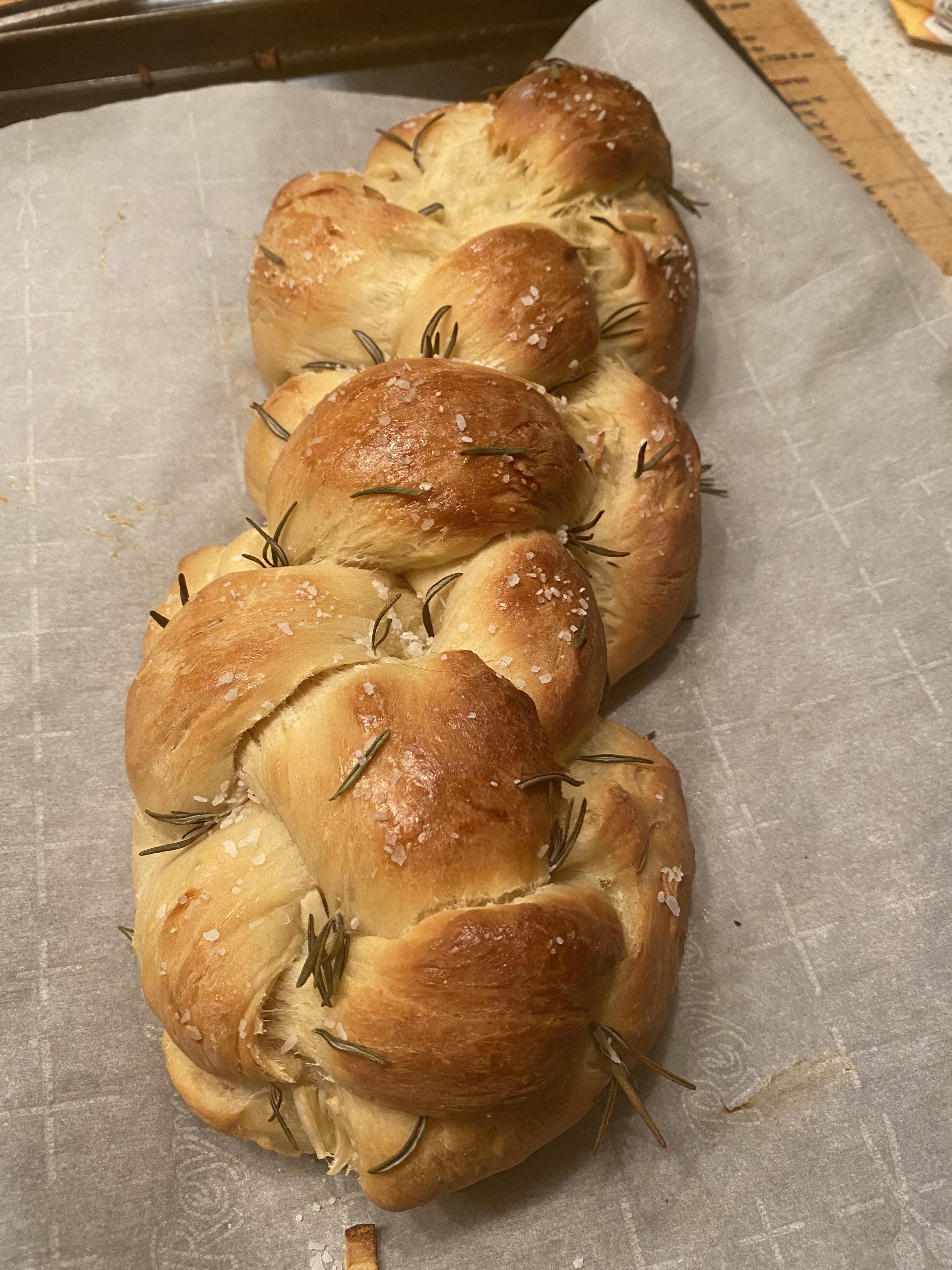 been on a challah baking journey the last two months! garlic rosemary