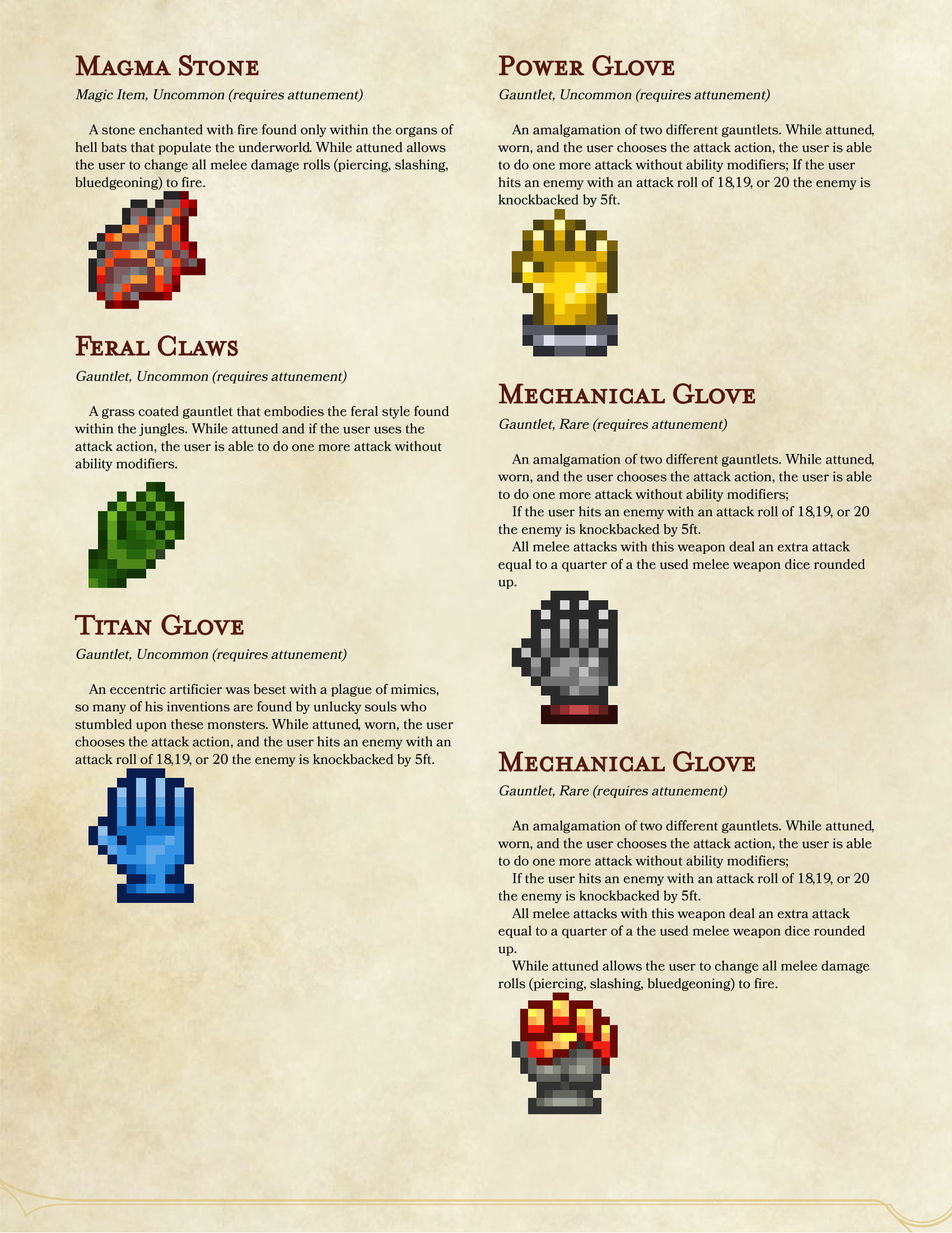 Experimenting with Terraria Items r/DnDHomebrew