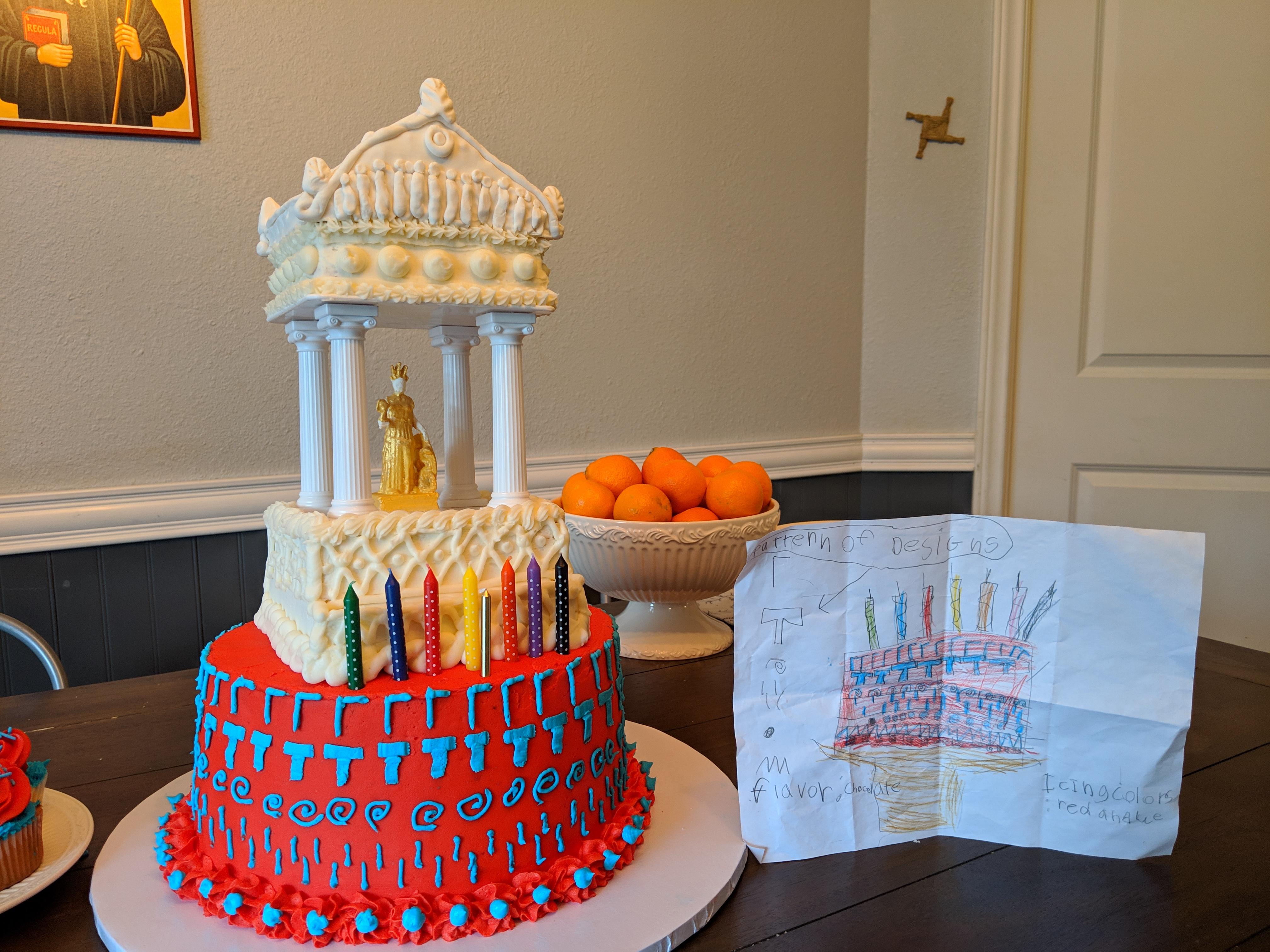 Ancient Greece cake designed by my nephew for his birthday party r/Cakes