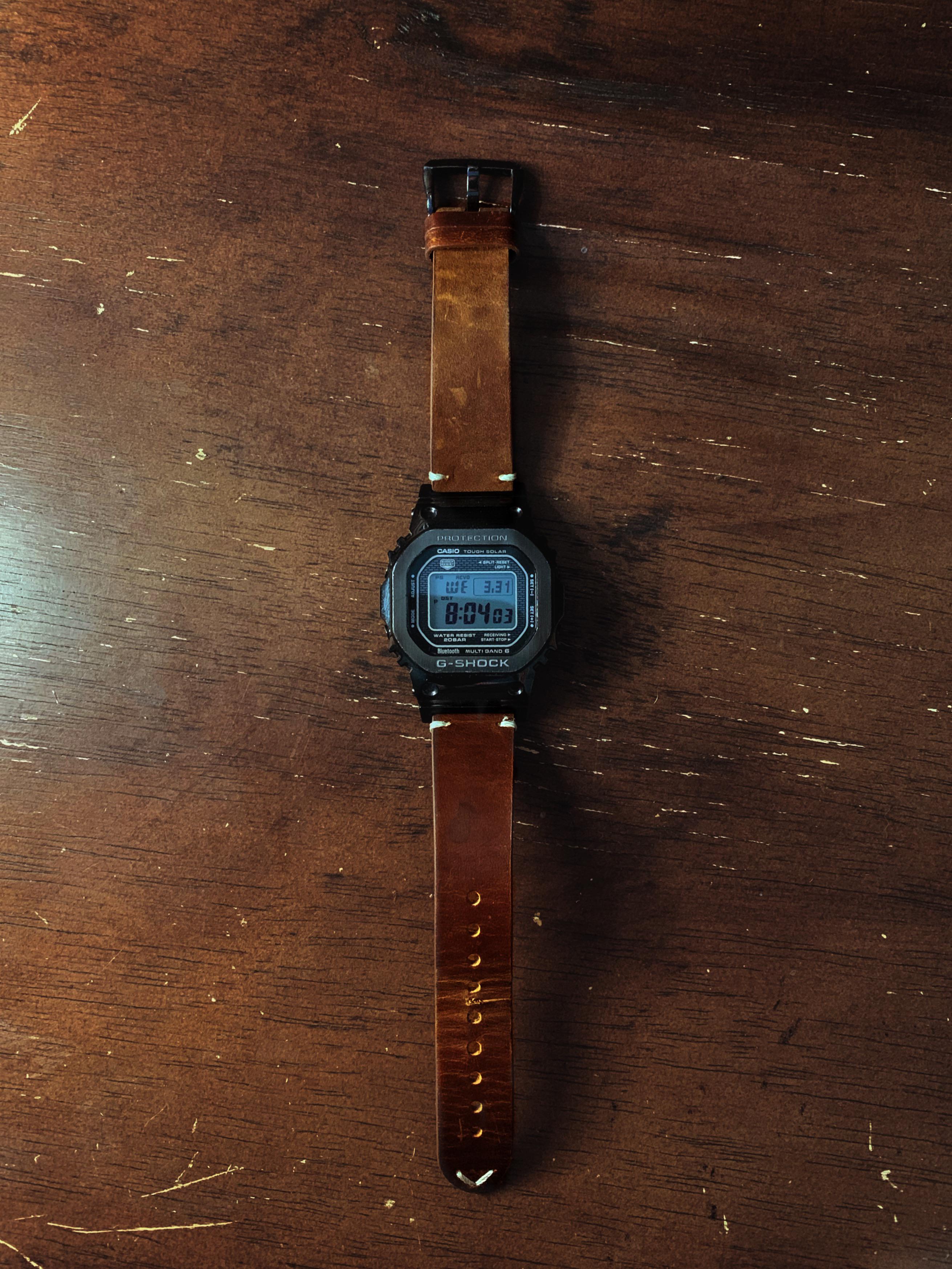 [GSHOCK] Square steel G on leather r/Watches