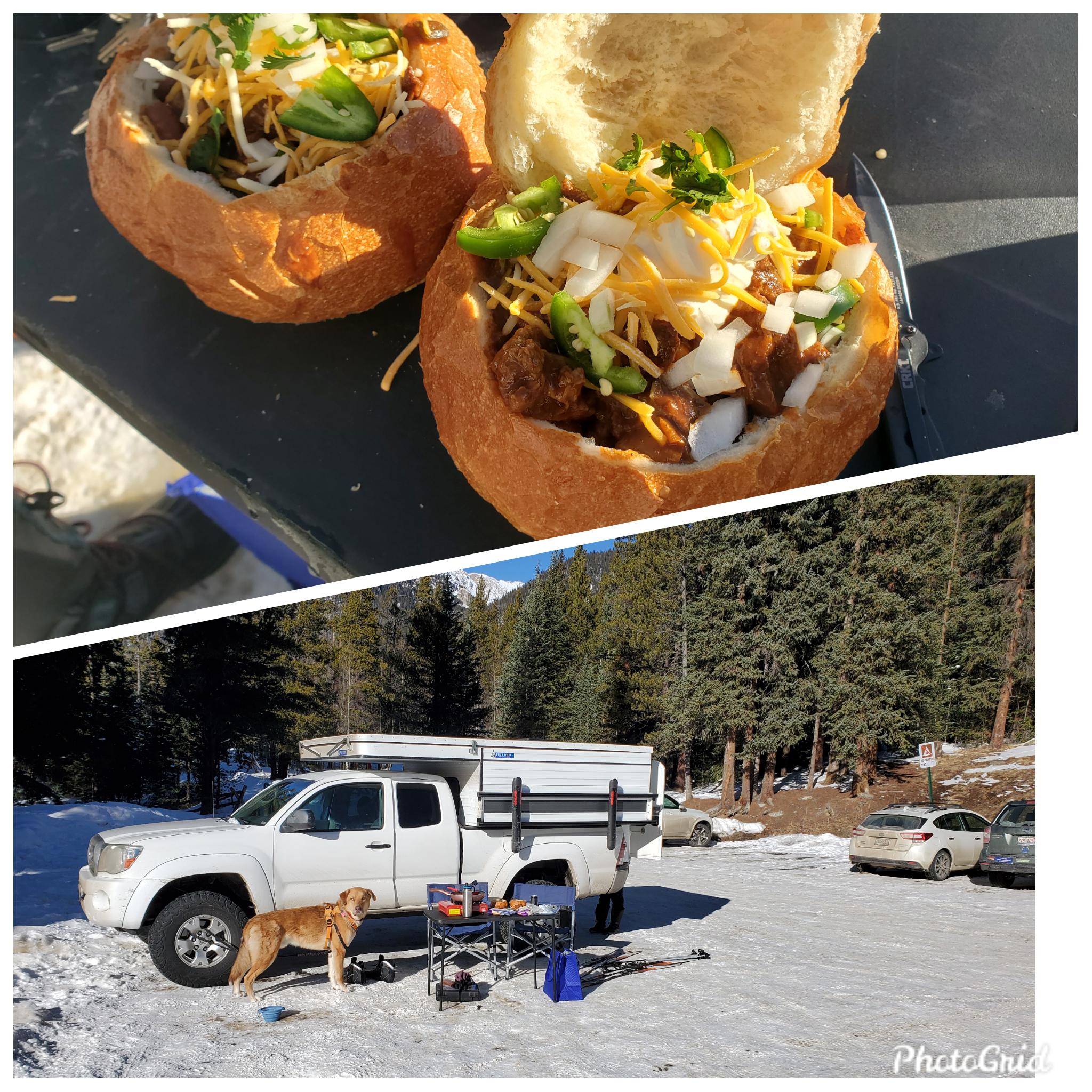 One of my favorite things about skiing. Tailgate lunches! Homemade