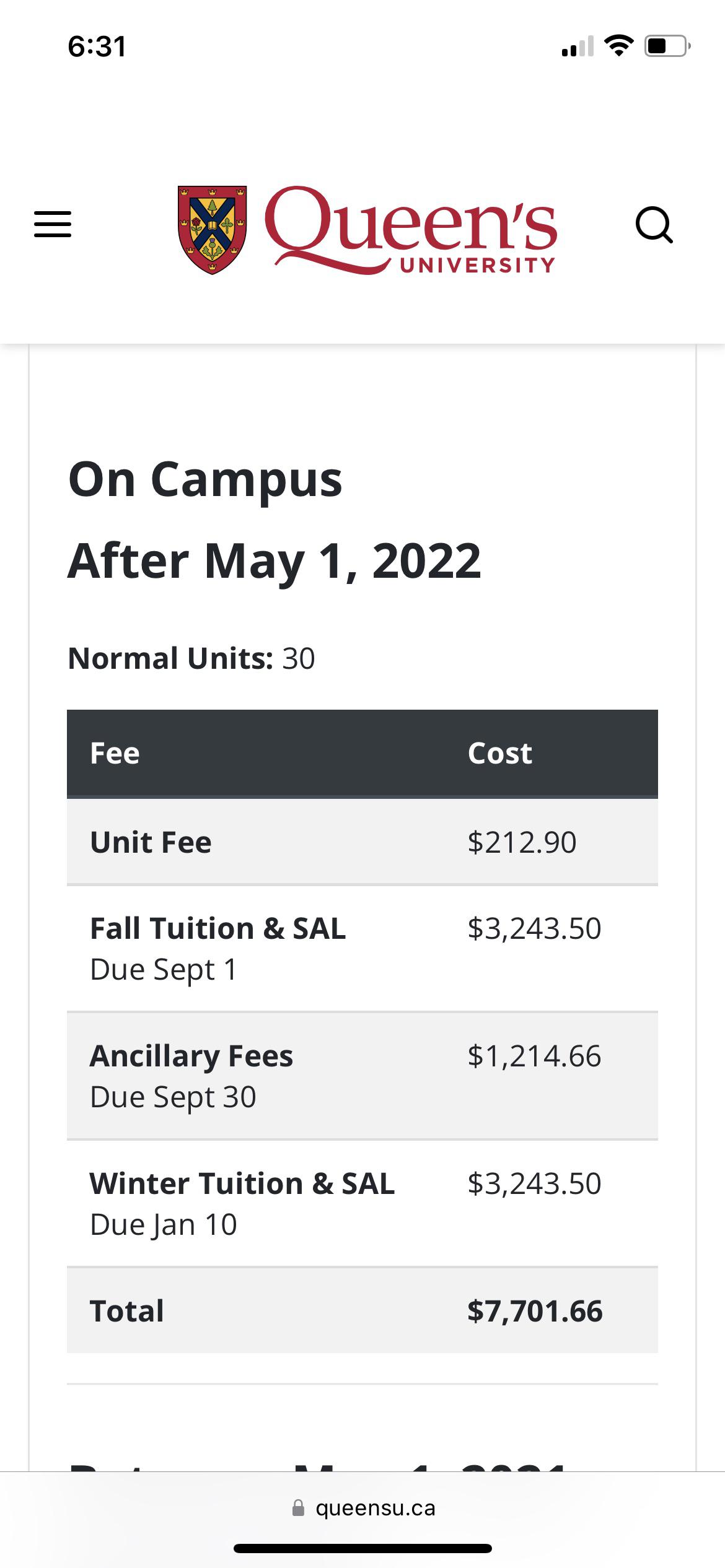 tuition r/queensuniversity