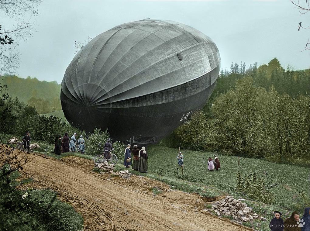 WW1 Zeppelin LZ 49 attacks Paris, crashes on the return journey and is
