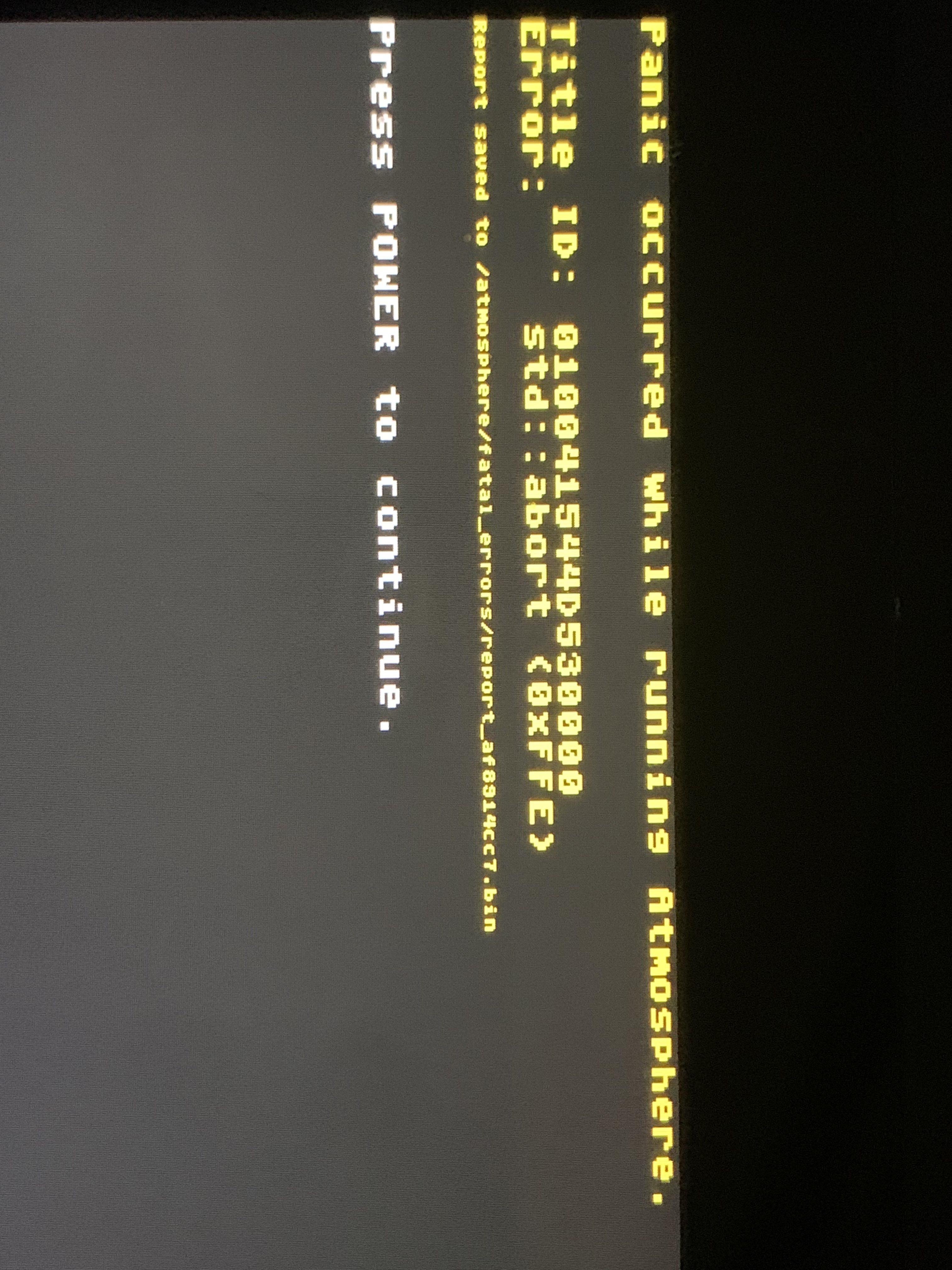 Help! Panic occurred while running Atmosphere r/SwitchPirates