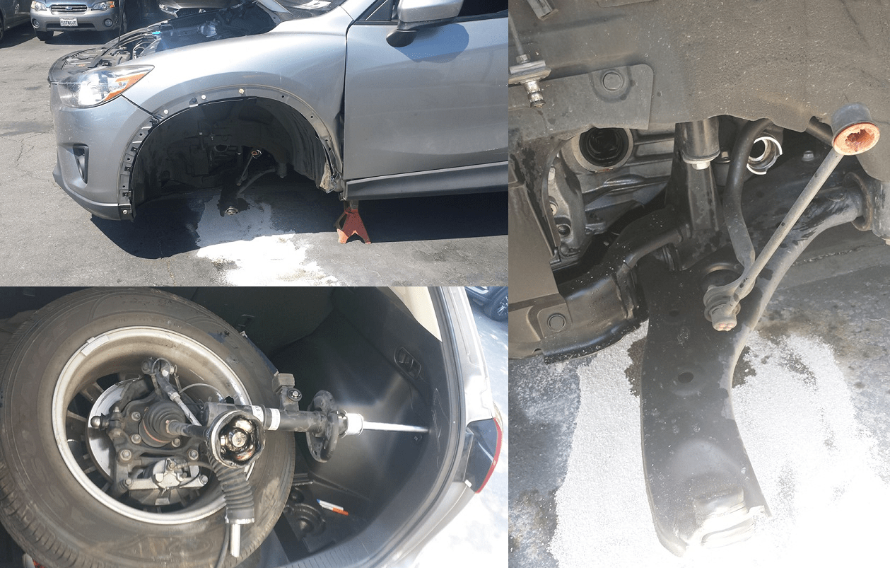 'Customer states he was driving and hit a curb and wheel fell off