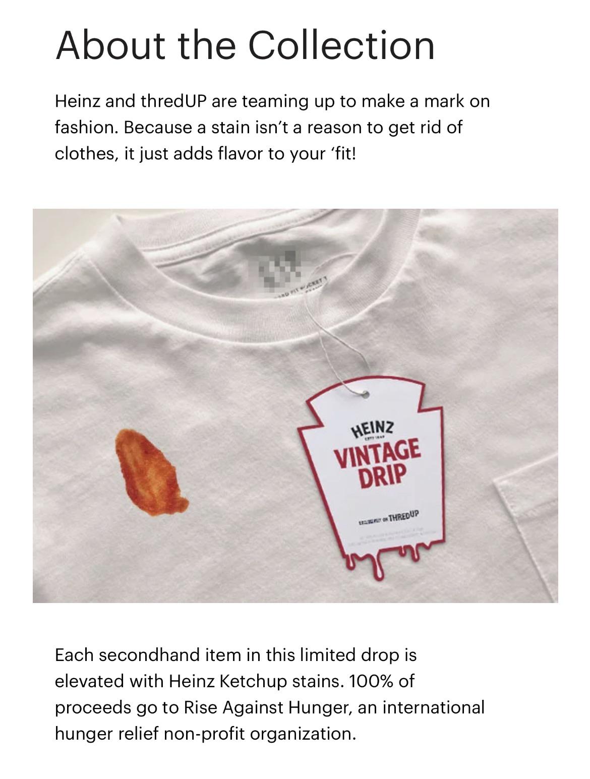 Official Heinz shirt that has a fake ketchup stain on it r