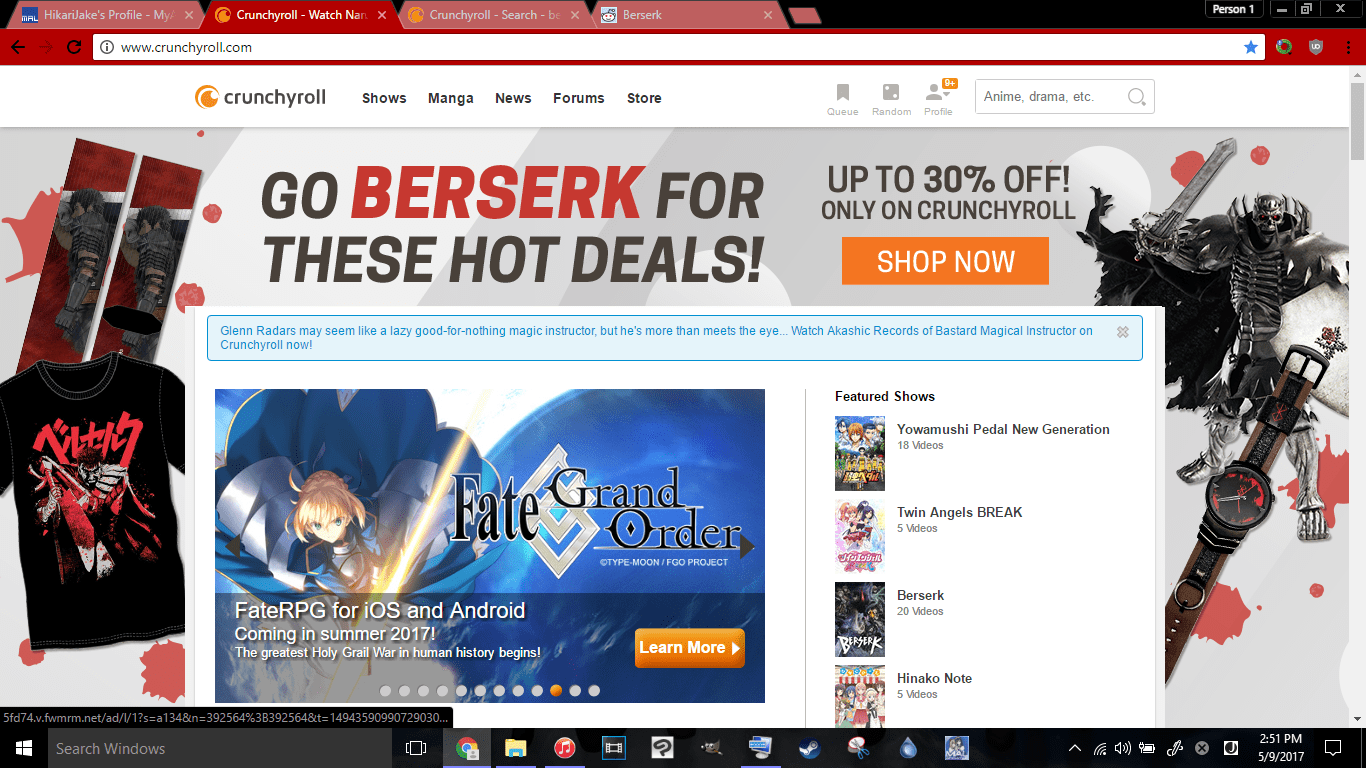 There's a Berserk Sale on Crunchyroll right now. It's cool to see