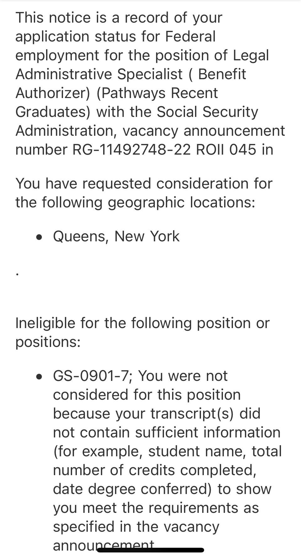 I received an email stating that I’m ineligible because my transcript