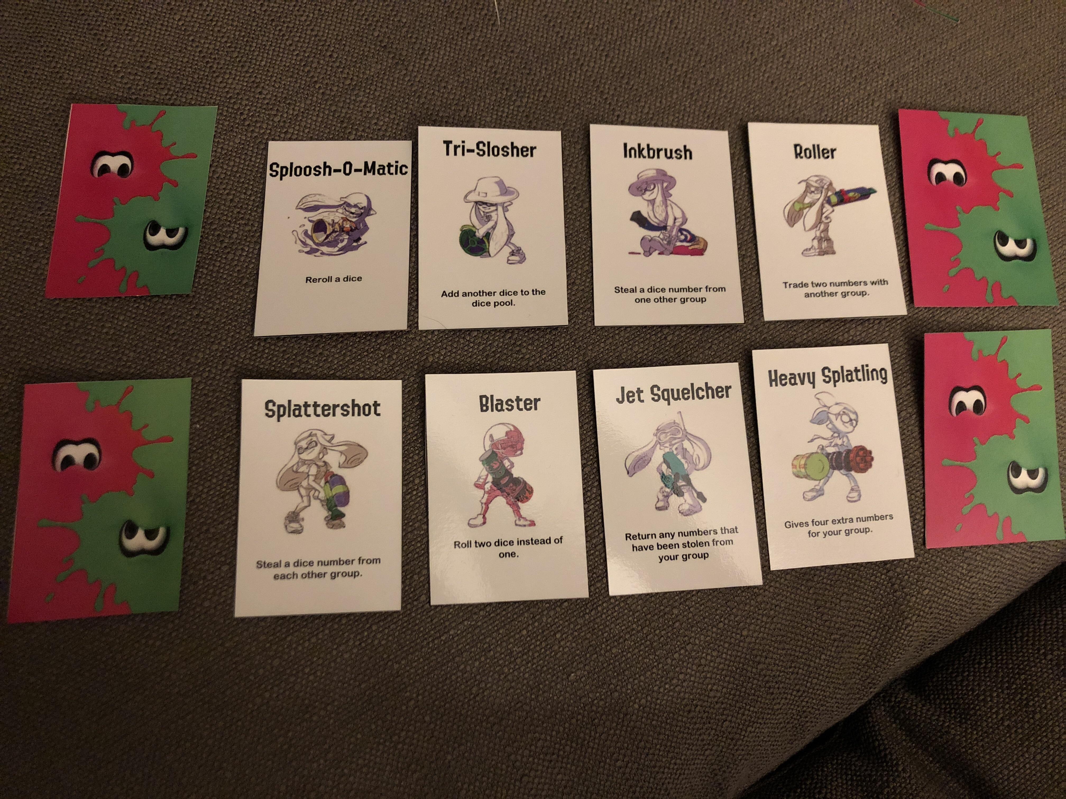 Here are some Splatoon themed cards I made for my kids to use in my