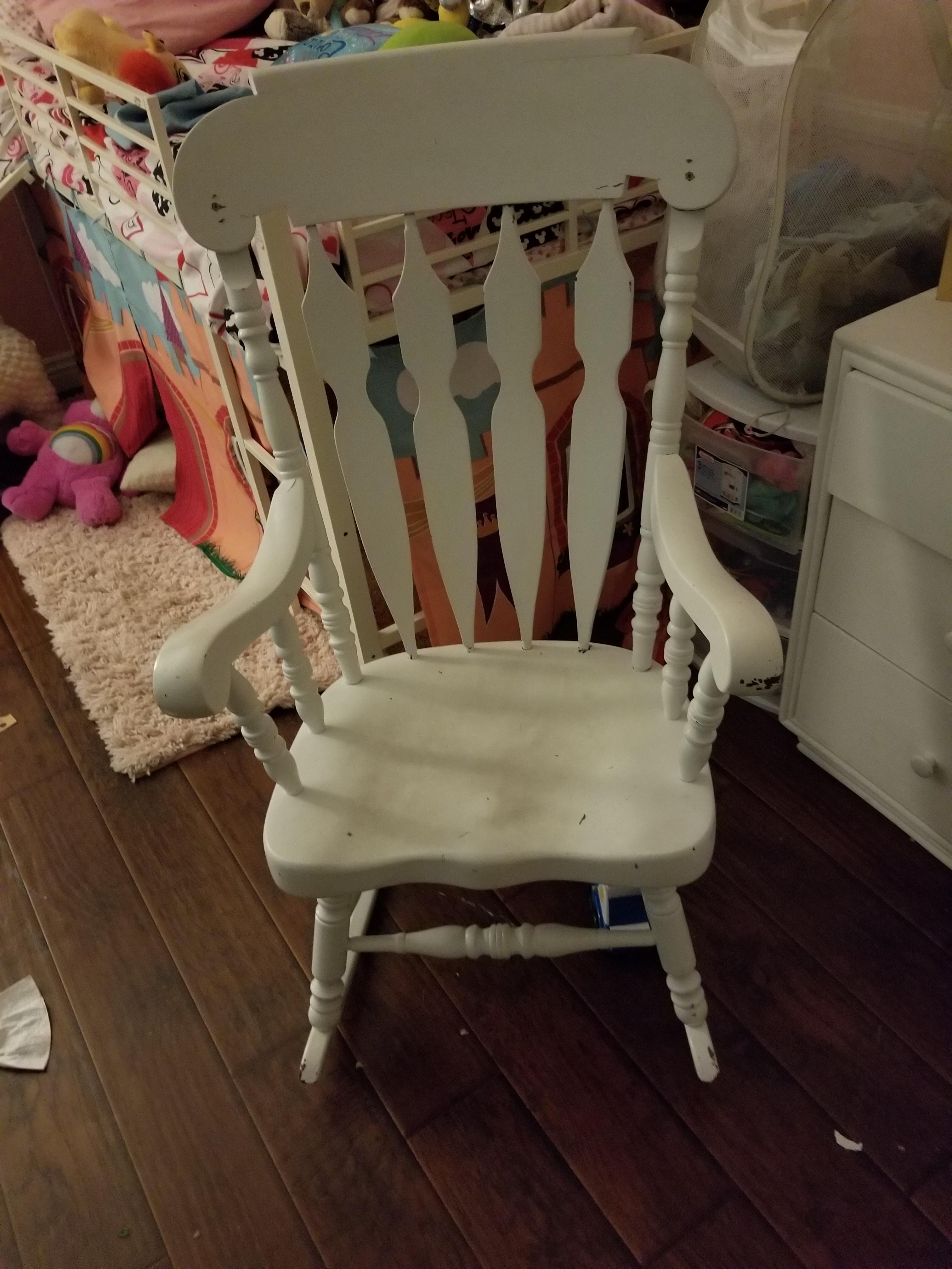 My grandmas 100 year old rocking chair got painted by my step mom. r