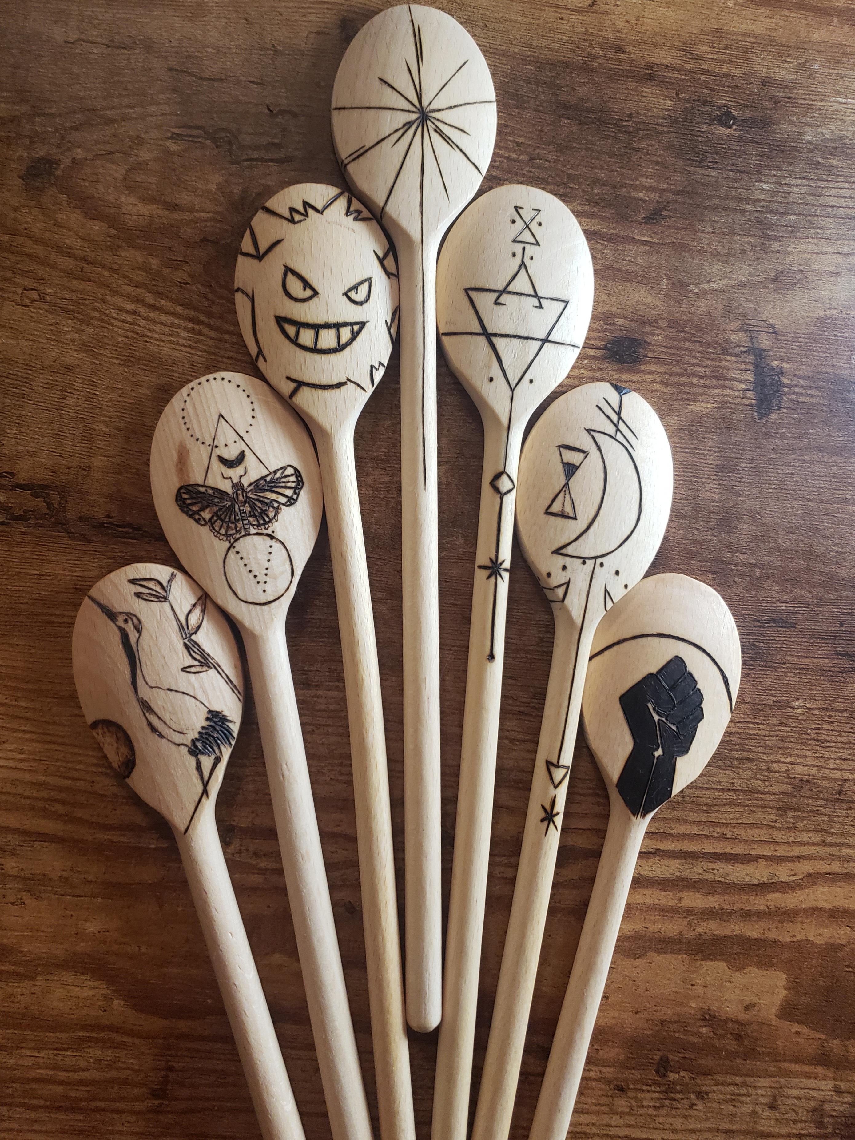 First attempt at wood burning! Made spoons r/woodburning