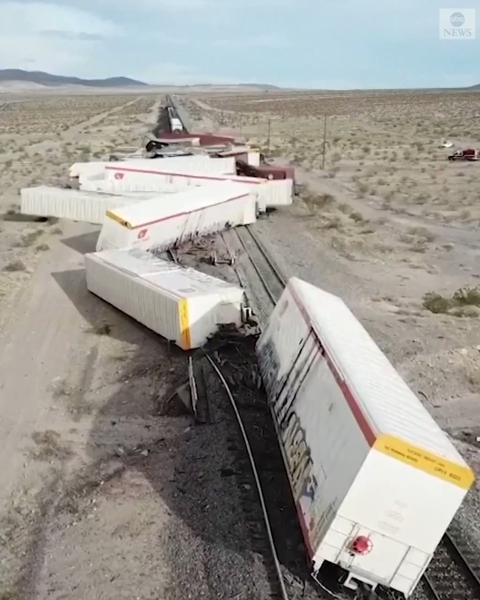 More than two dozen rail cars went crashing into the sand in Mojave