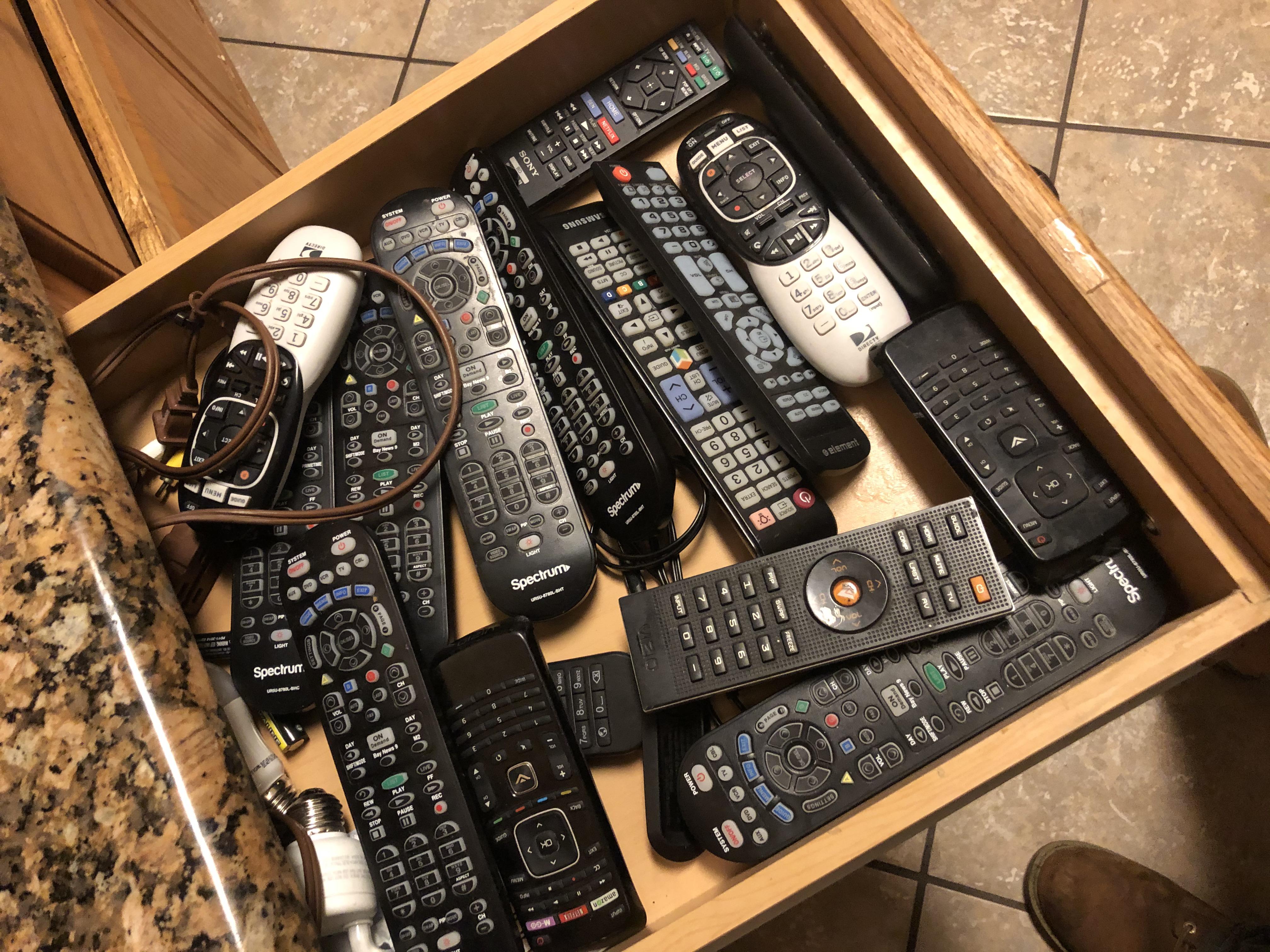 My mother in law keeps and collects old TV remotes. Says “it’s good