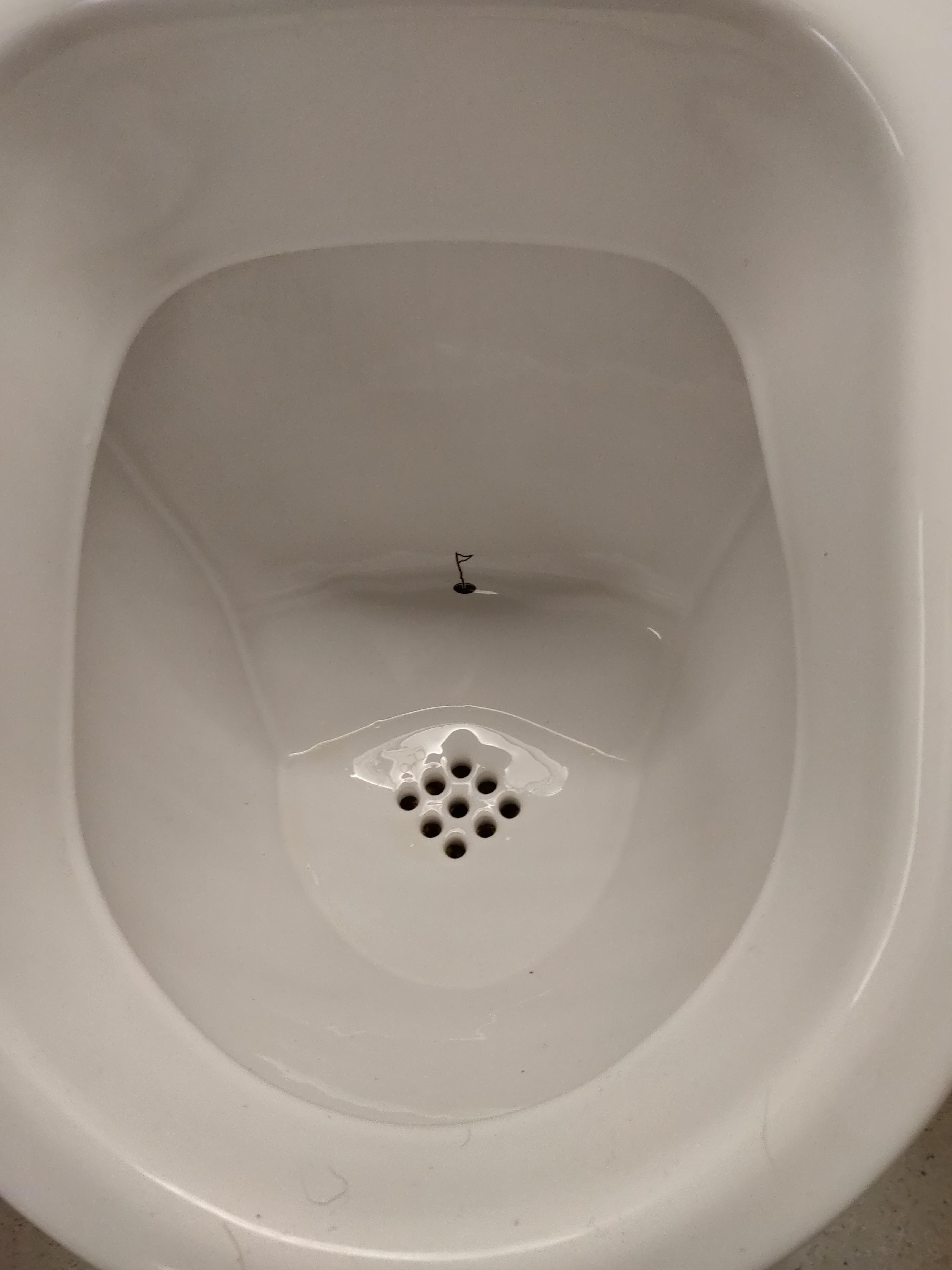 Urinals at Amsterdam's Schiphol airport have pictures of golf holes to