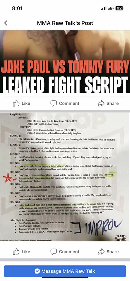 Paul vs Fury fight script leaked/Paul Fury Wikipedia disappears : r