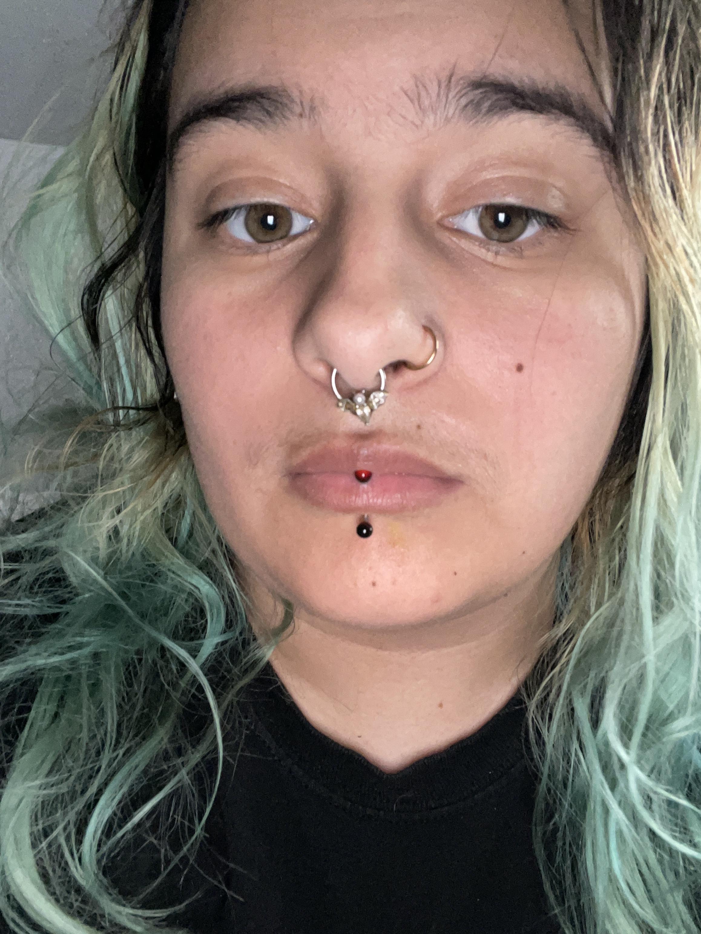 I got my vertical labret jewelry changed yesterday and now it’s