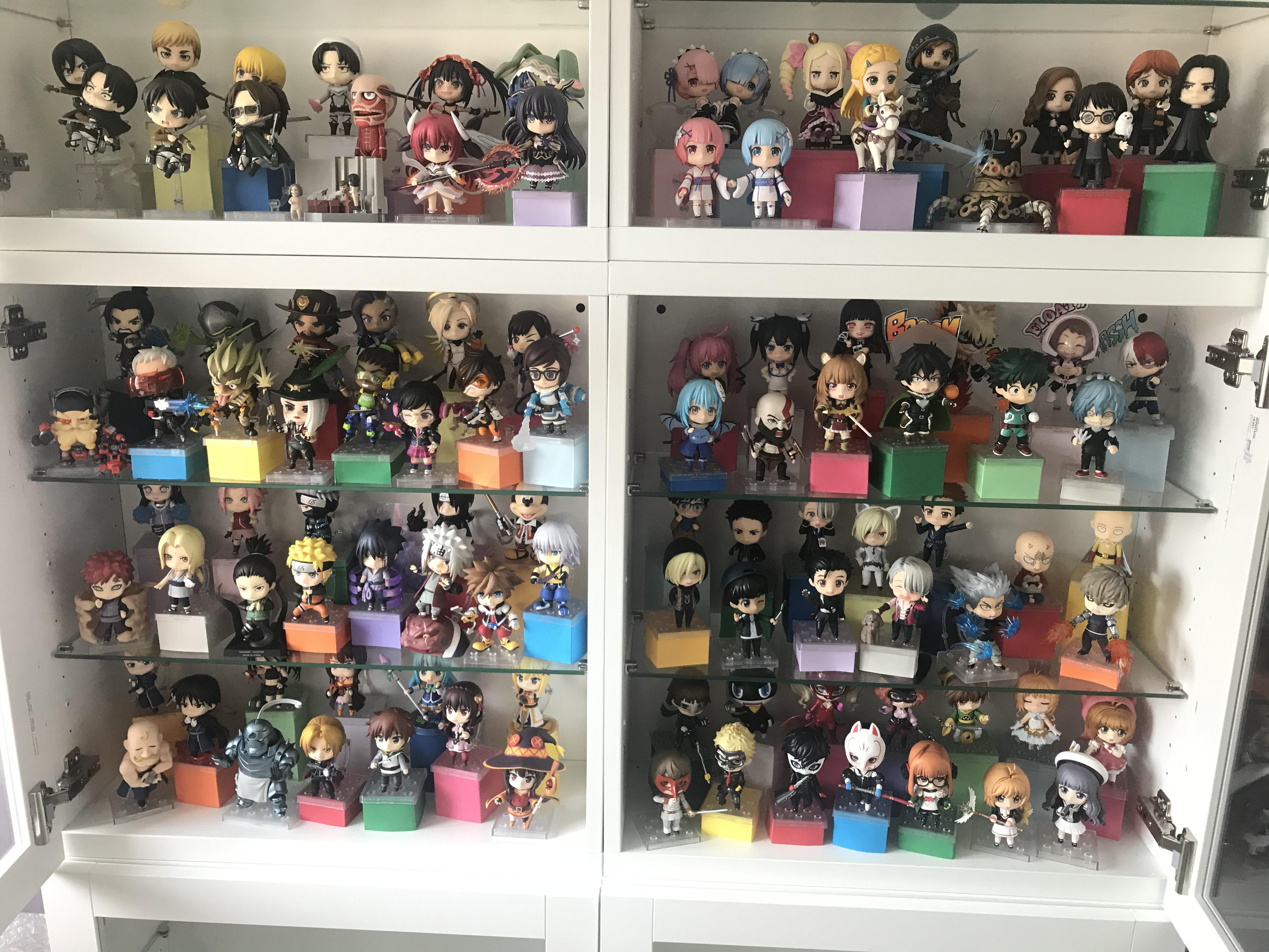 My Nendoroid collection so far! Pretty happy with my paper risers! r