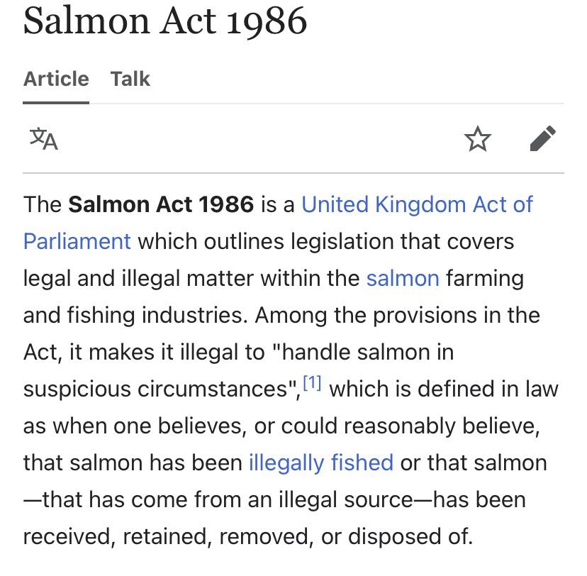 I (Sometimes) love this country! The salmon act of 1986 is still in