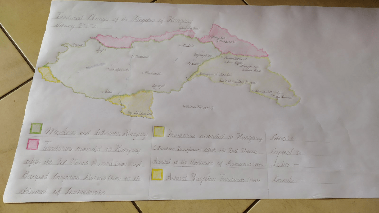 Handdrawn Map of the Territorial Changes of Hungary during WW2 r/MapPorn
