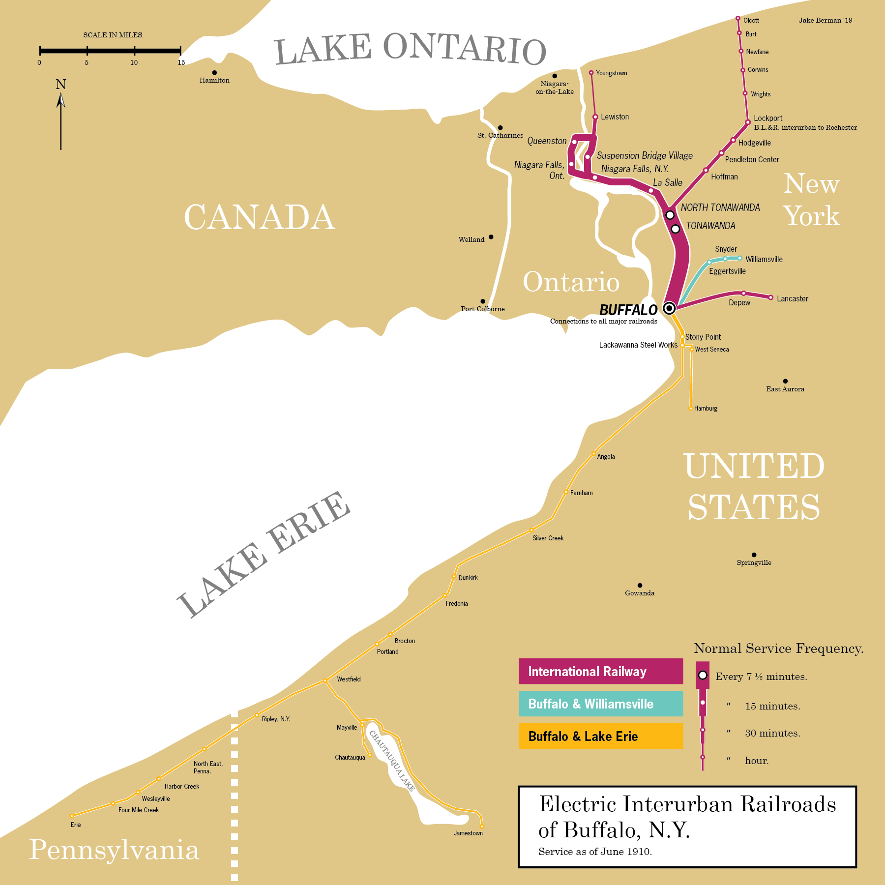 I drew a map of Buffalo's Light Rail system, as it existed in 1910. r