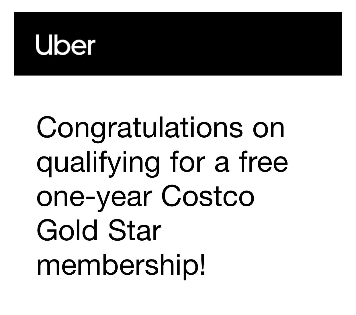 Hmm… got an email from “Uber” saying I earned free Costco memberships… don’t know if it’s true