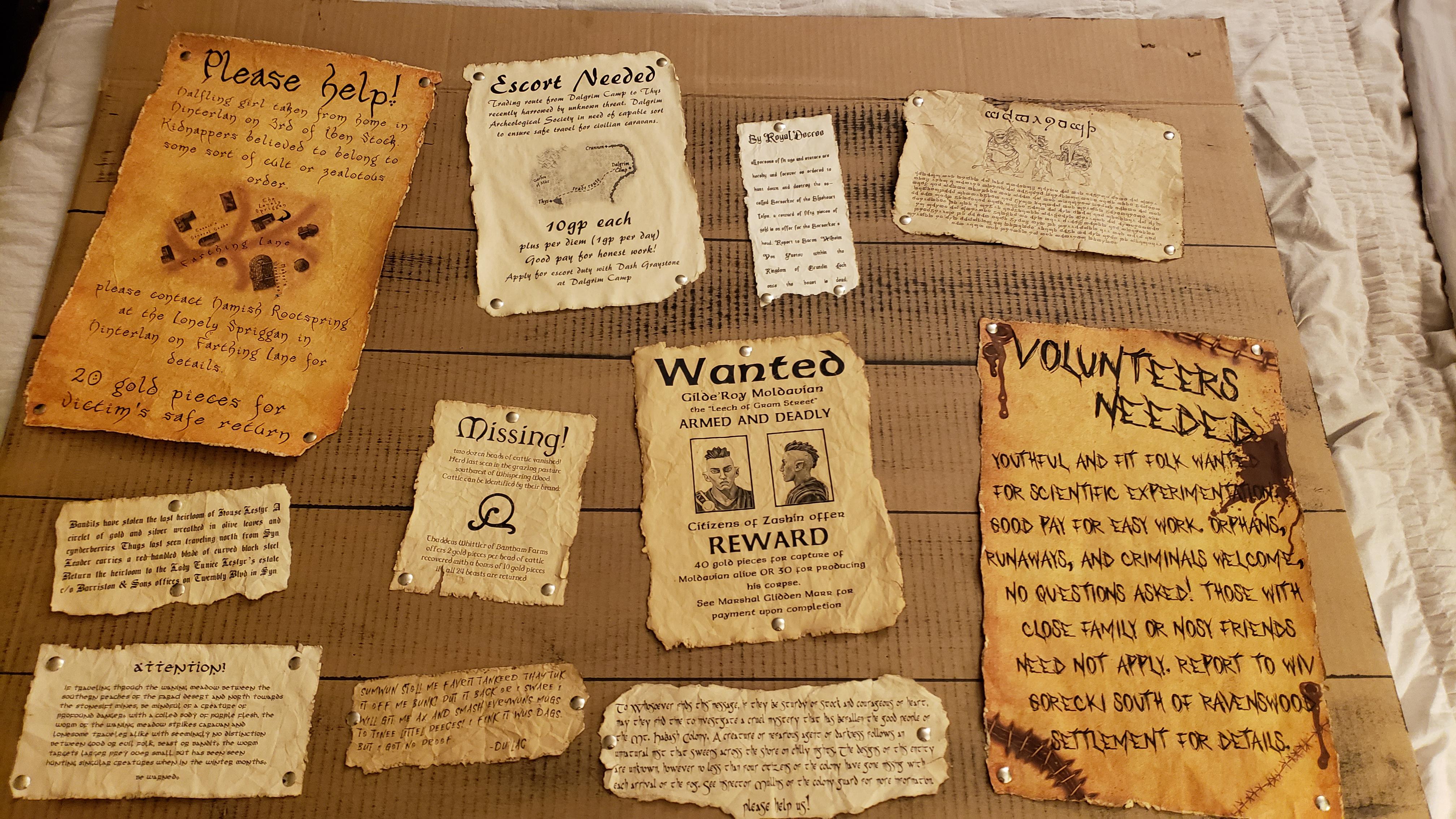 [OC] [ART] Custom homemade RPG Noticeboard r/DnD