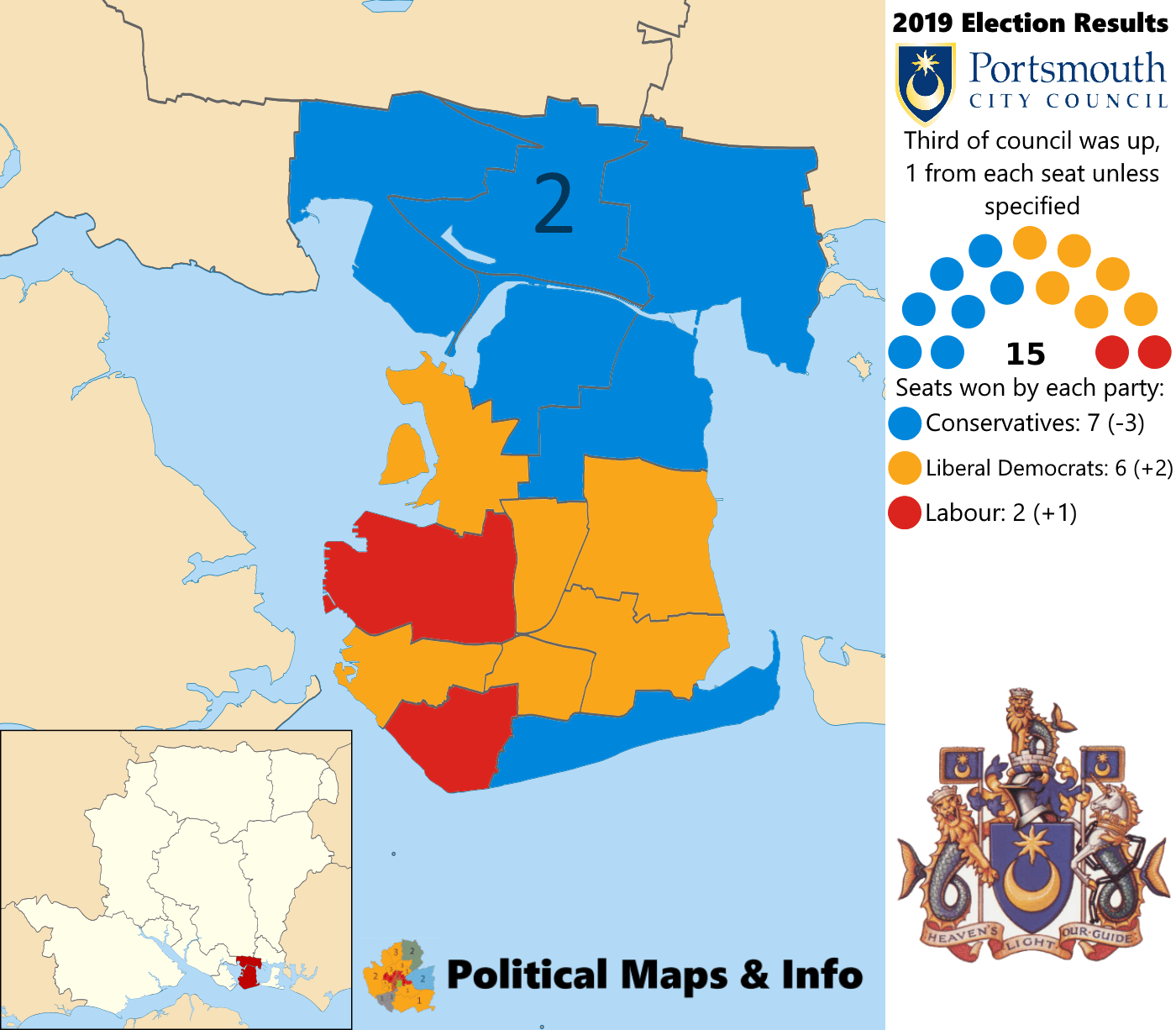 Portsmouth City Council, Hampshire, South East. 2019 Election Results