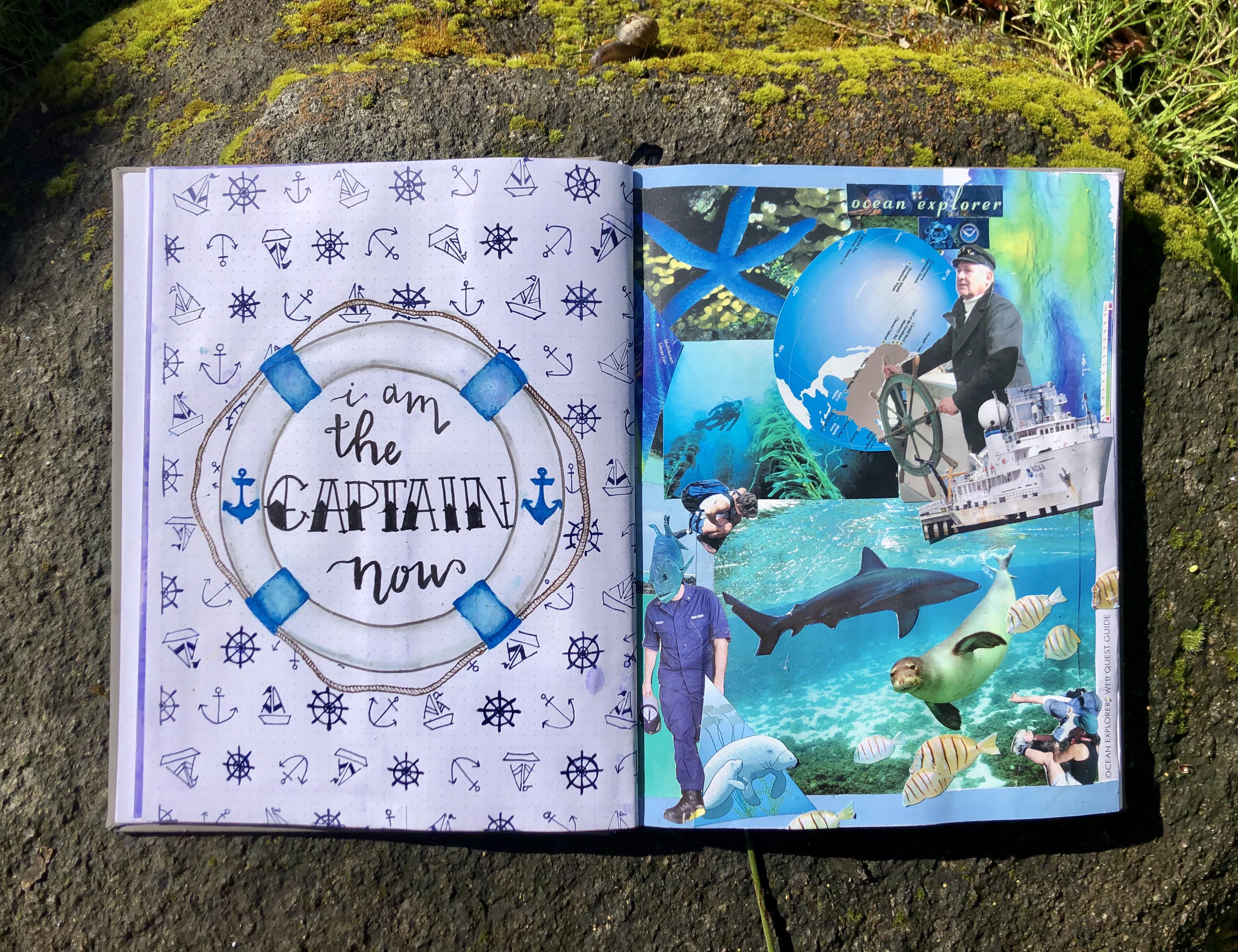 Made a collage with some old scientific journals I had laying around the house. r/Journaling