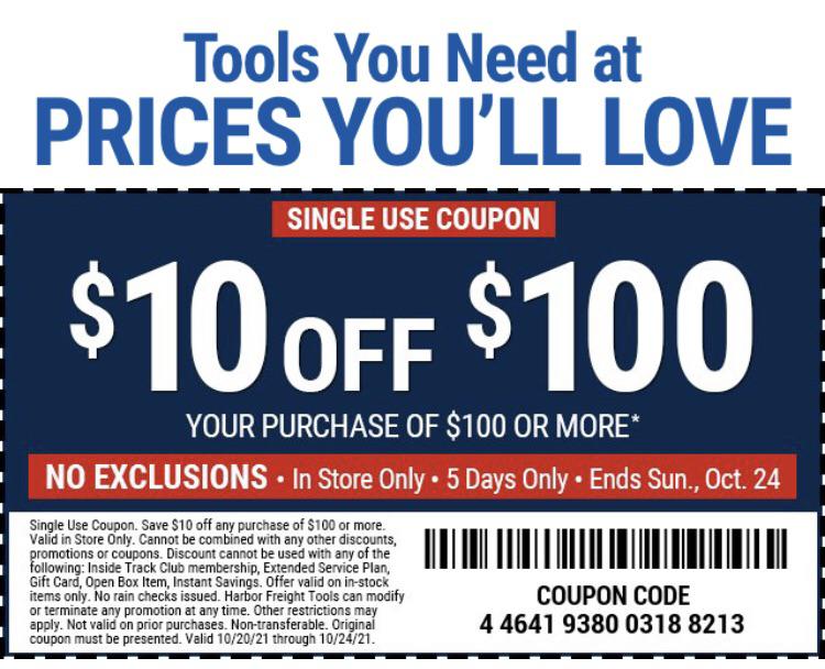 10 off 100 Thru 10/24 No Exclusions Well typical gift card, ITC