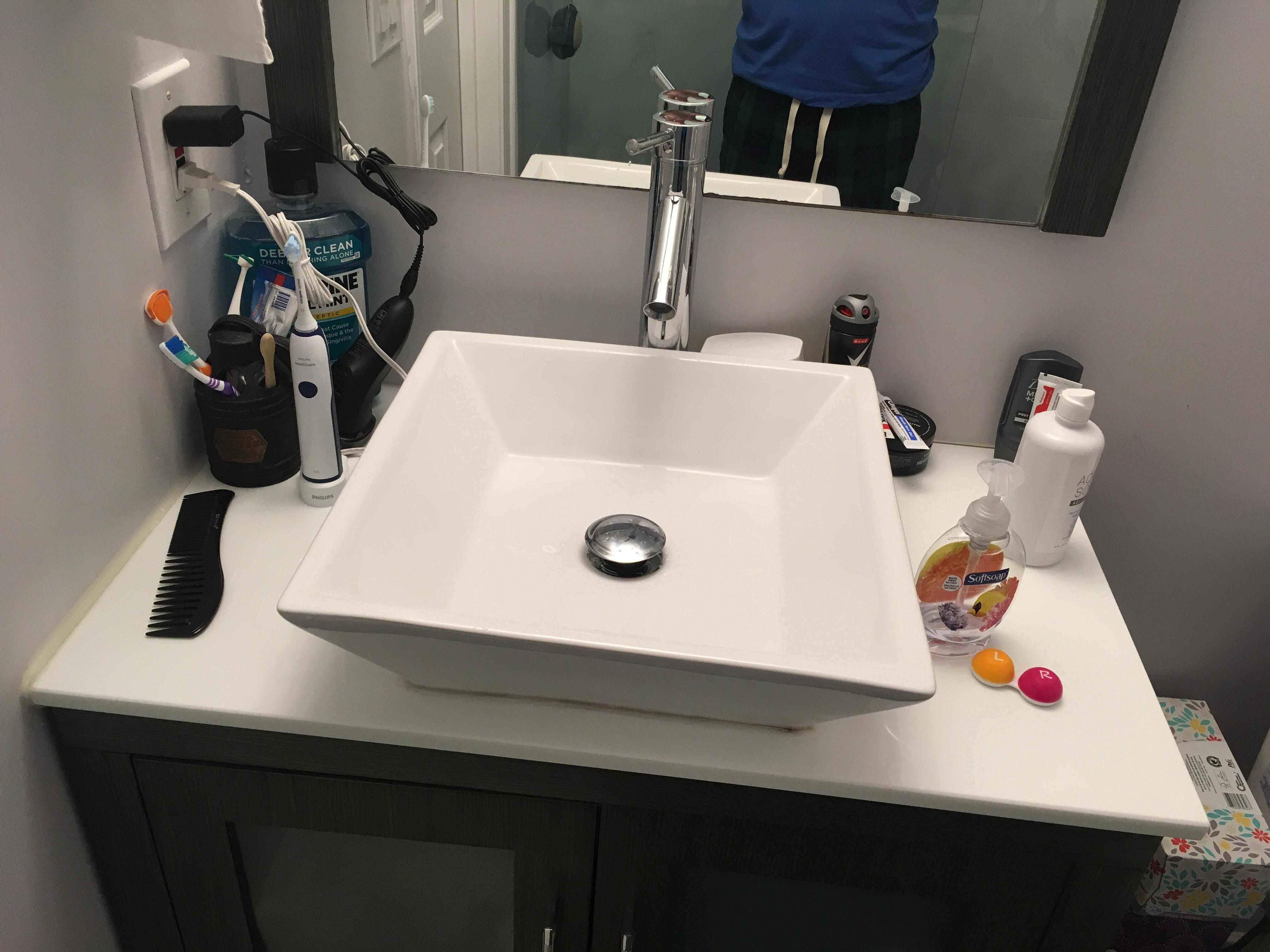 No medicine How can I get this sink top organized/cleaned up