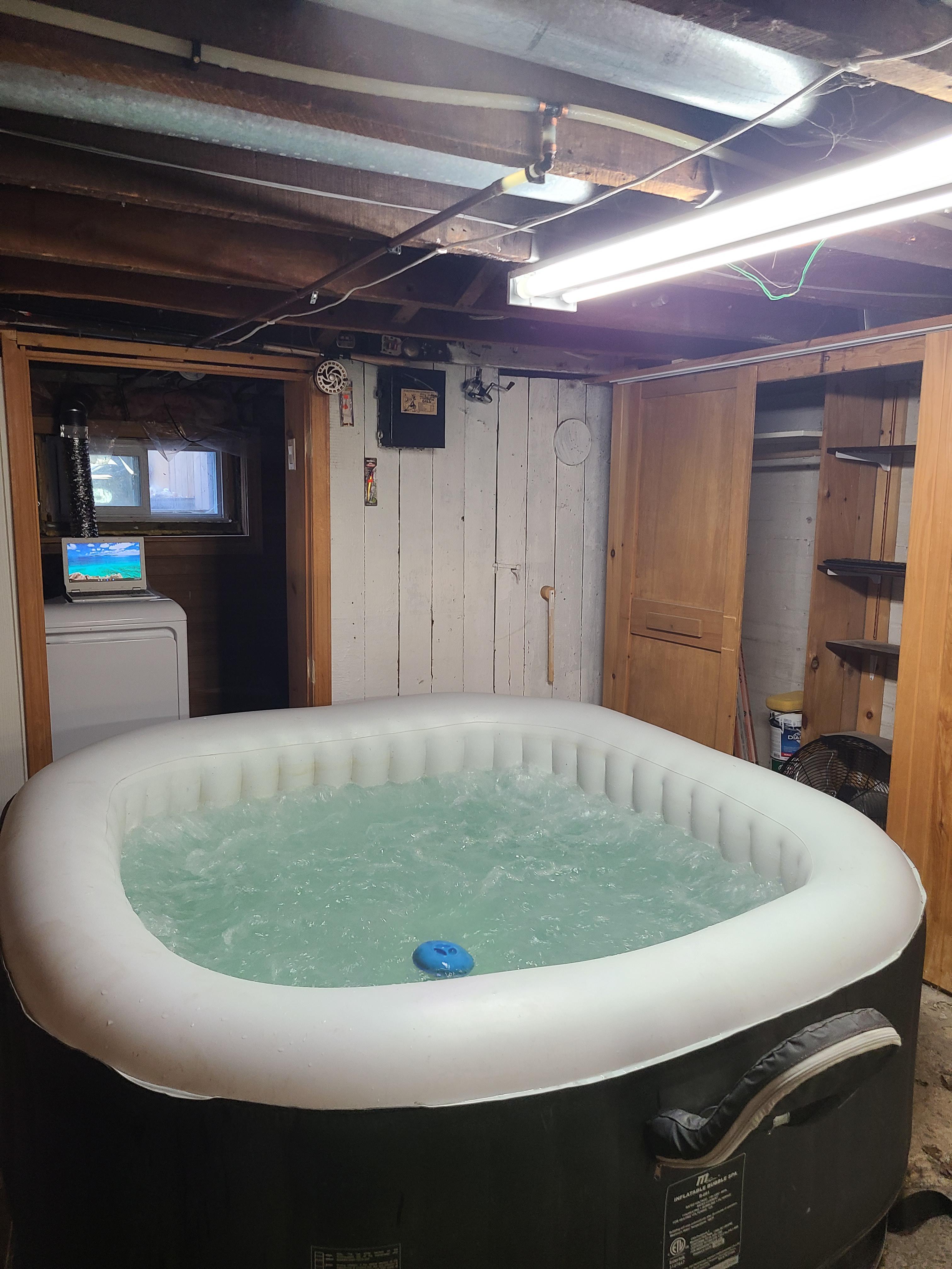 Red neck hot tub goals... yes this is my basement. r/redneckengineering