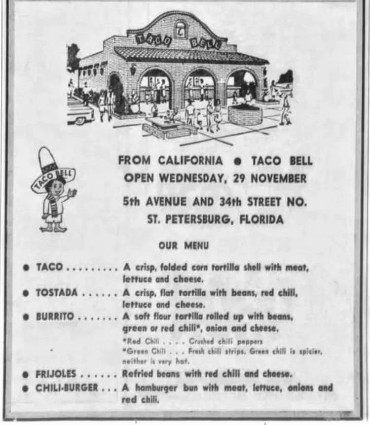 Florida’s first Taco Bell was in St.Pete StPetersburgFL