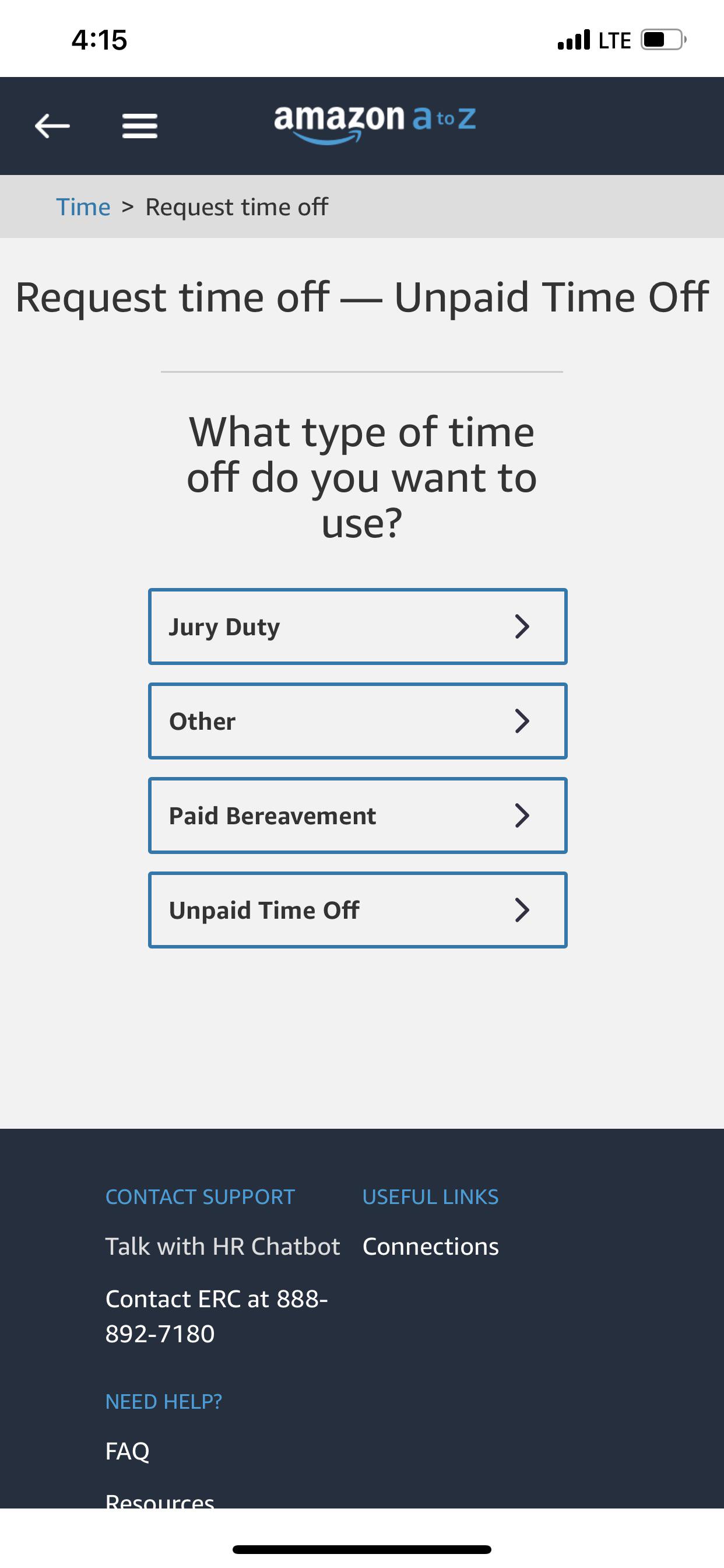 What option to i click to take time off i wanna use my personal and