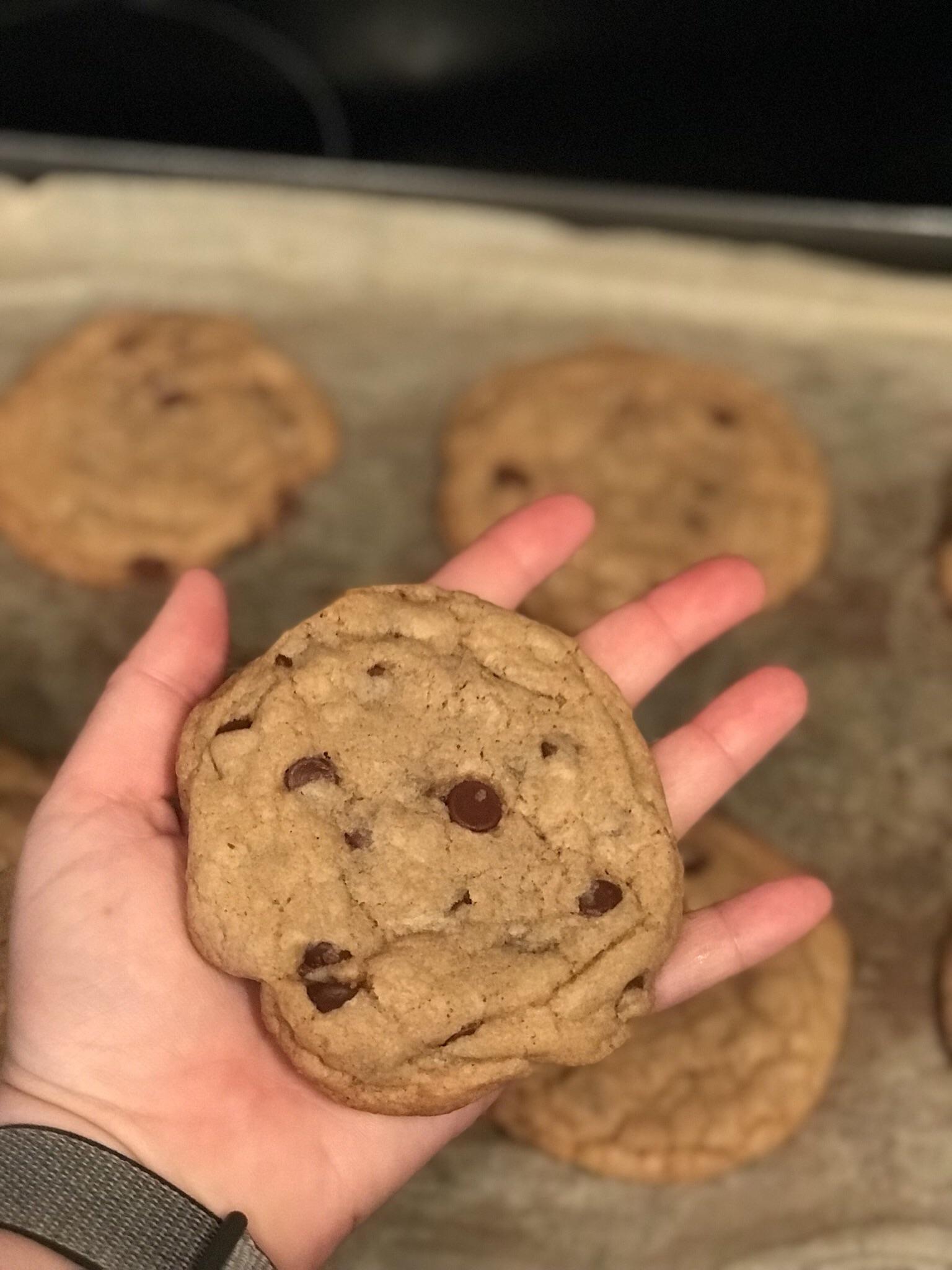 Made some big, chewy, chocolate chip cookies r/Baking