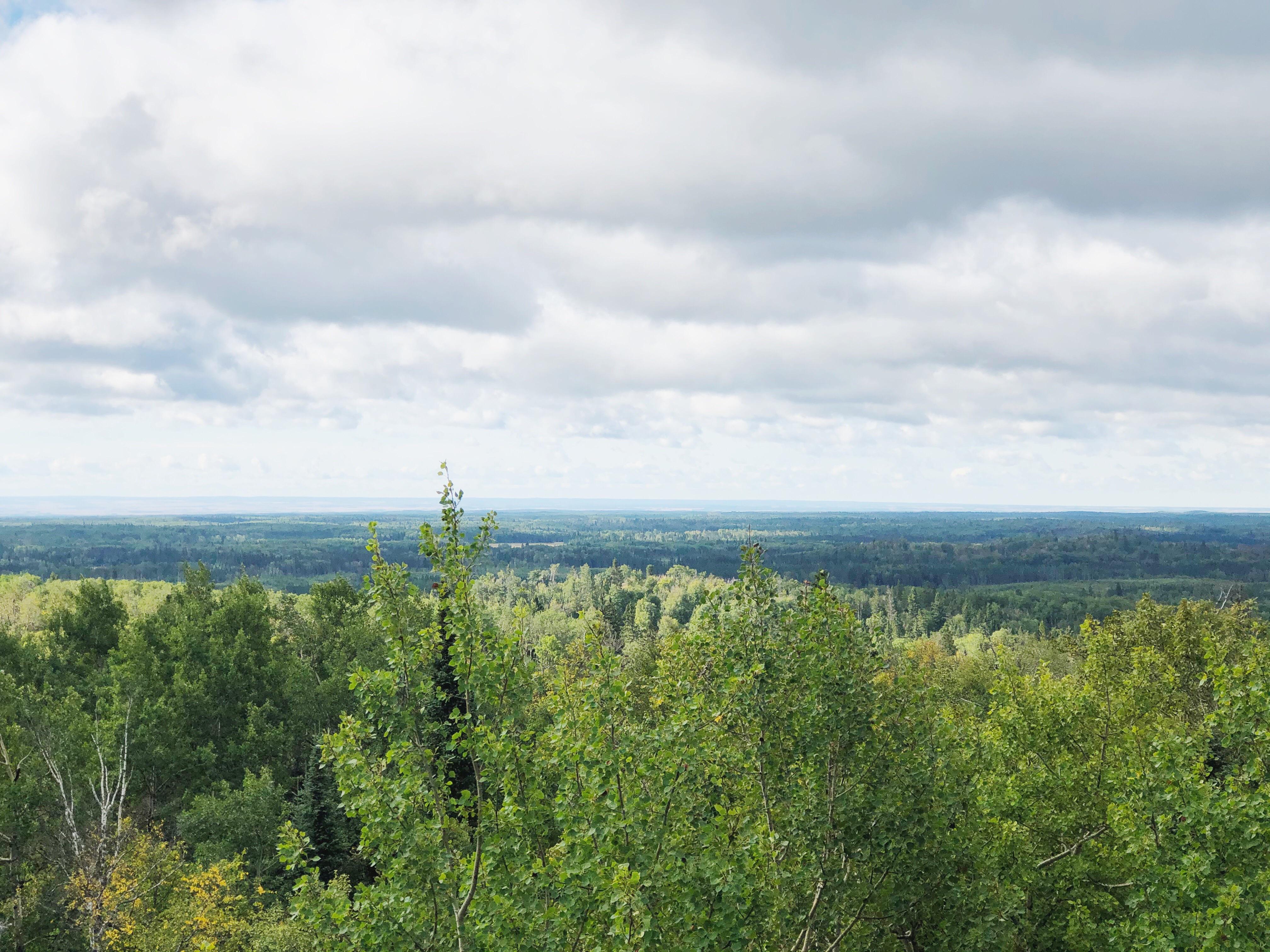 Highest elevation in Manitoba at 832 metres Baldy Mountain in Duck