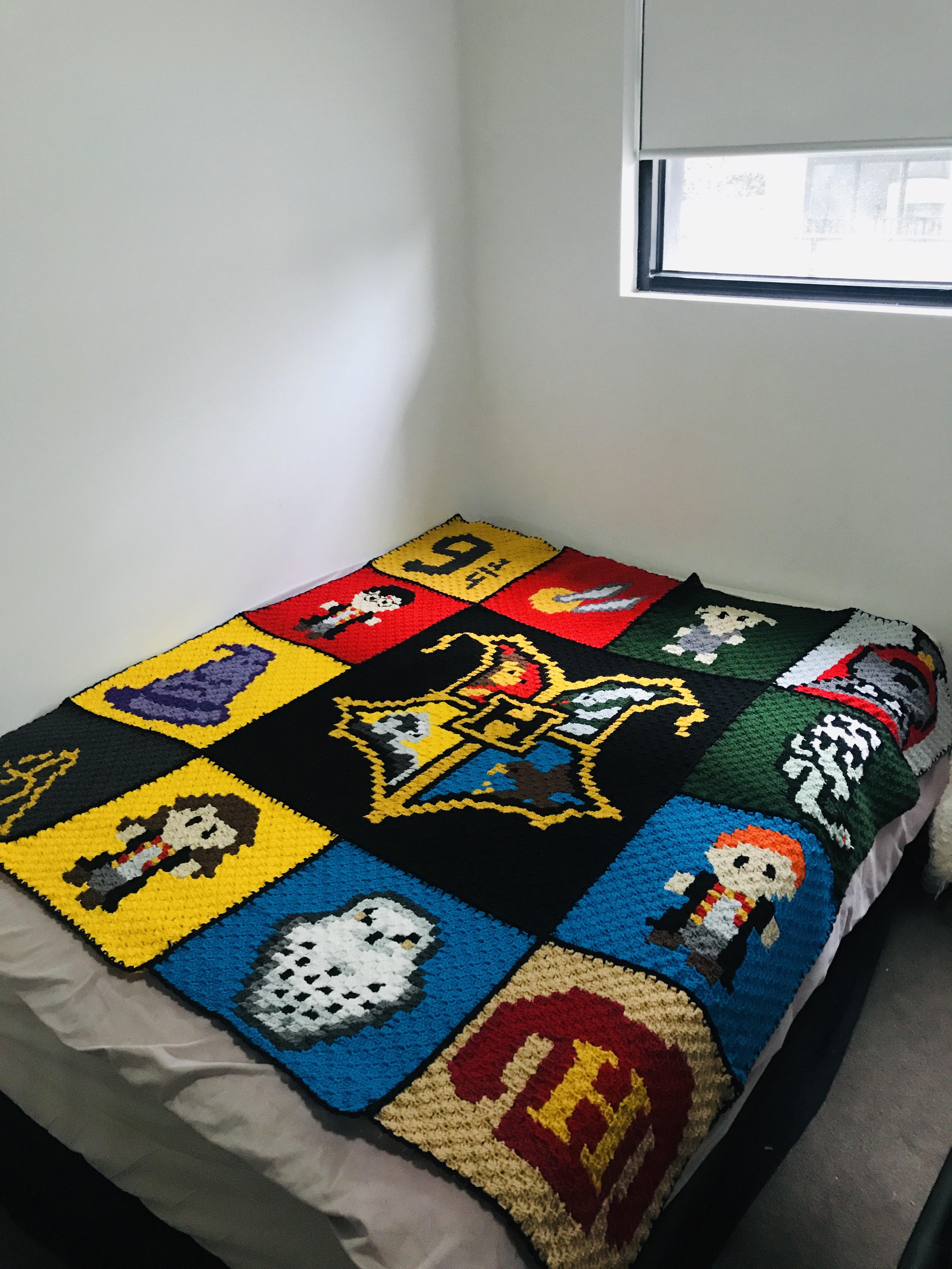 Finished this amazing Harry Potter afghan today crochet