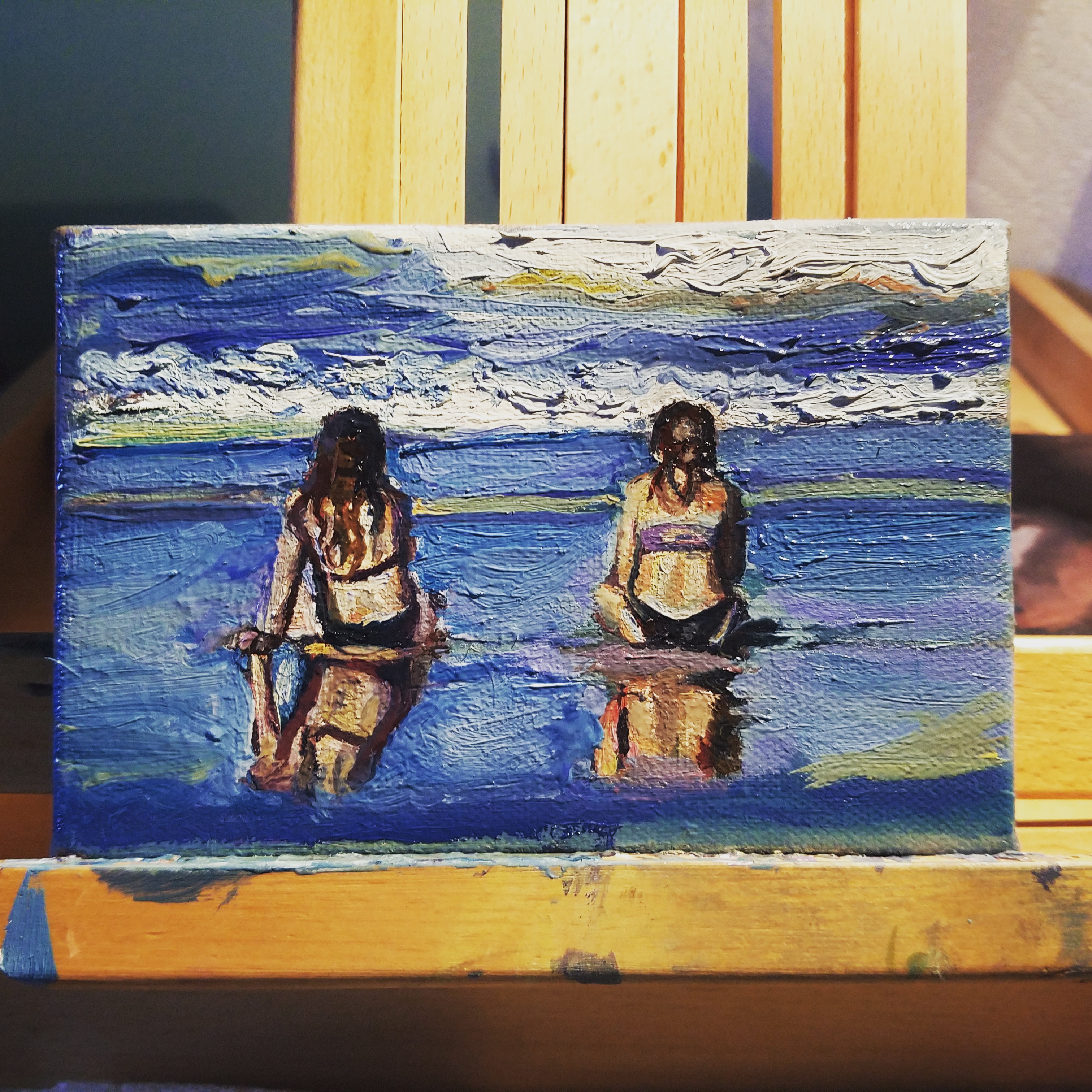 The Reflection on Two Best Friends, Oil on Canvas, 4" × 6" r/painting