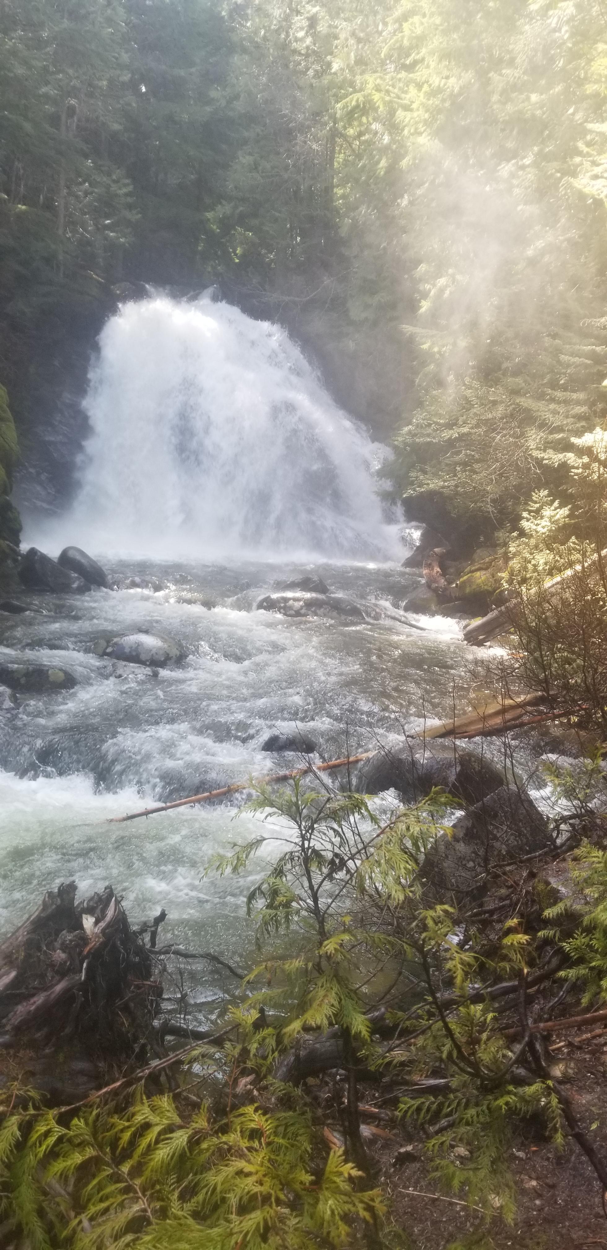 Easy spring hike to Snow Creek Falls near Bonners Ferry, ID. r