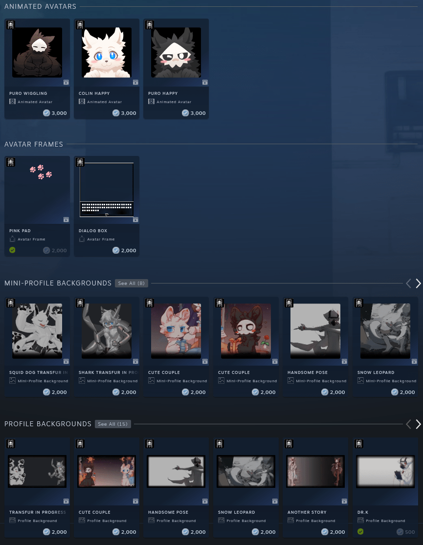 FYI, ANIMATED Icons/Backgrounds were recently added to the Steam points