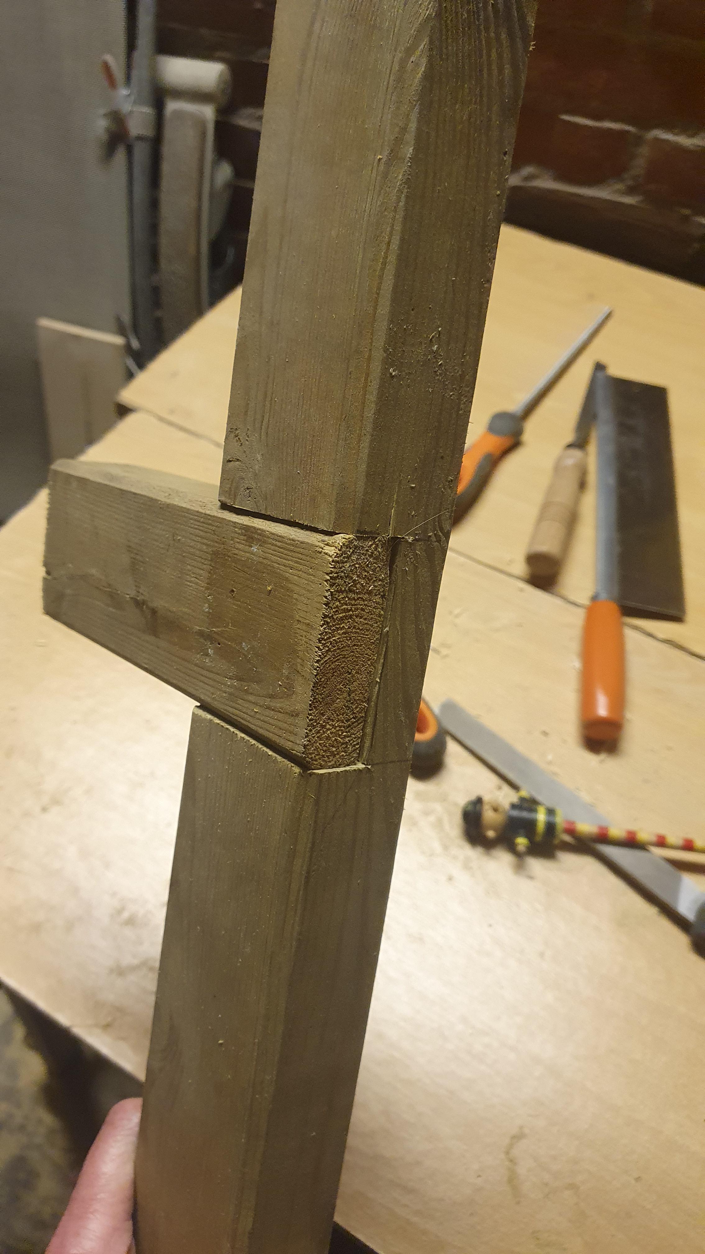 Planning to make a workbench. Made my first joint today, practicing on