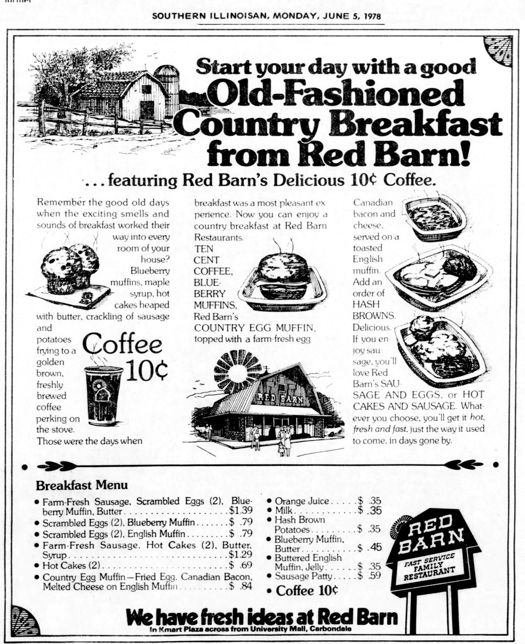 Red Barn 'Fast Service' Family Restaurant Jun 5, 1978 University Mall
